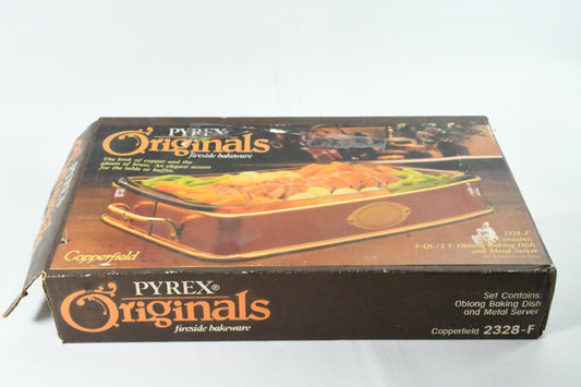 Pyrex Originals- Fireside bakeware- Copperfield 2328-F Unopened box