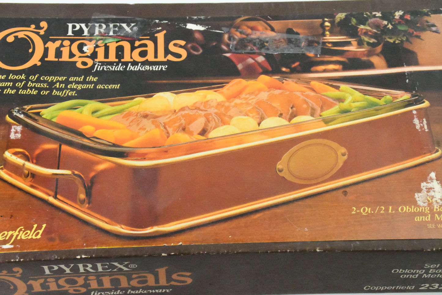 Pyrex Originals- Fireside bakeware- Copperfield 2328-F Unopened box