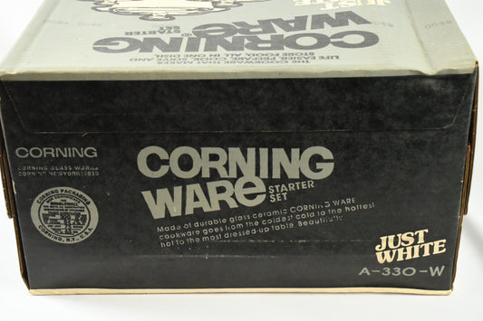 Corning -Just White- 6 piece Set-A-330-W- Starter Set-VTG-