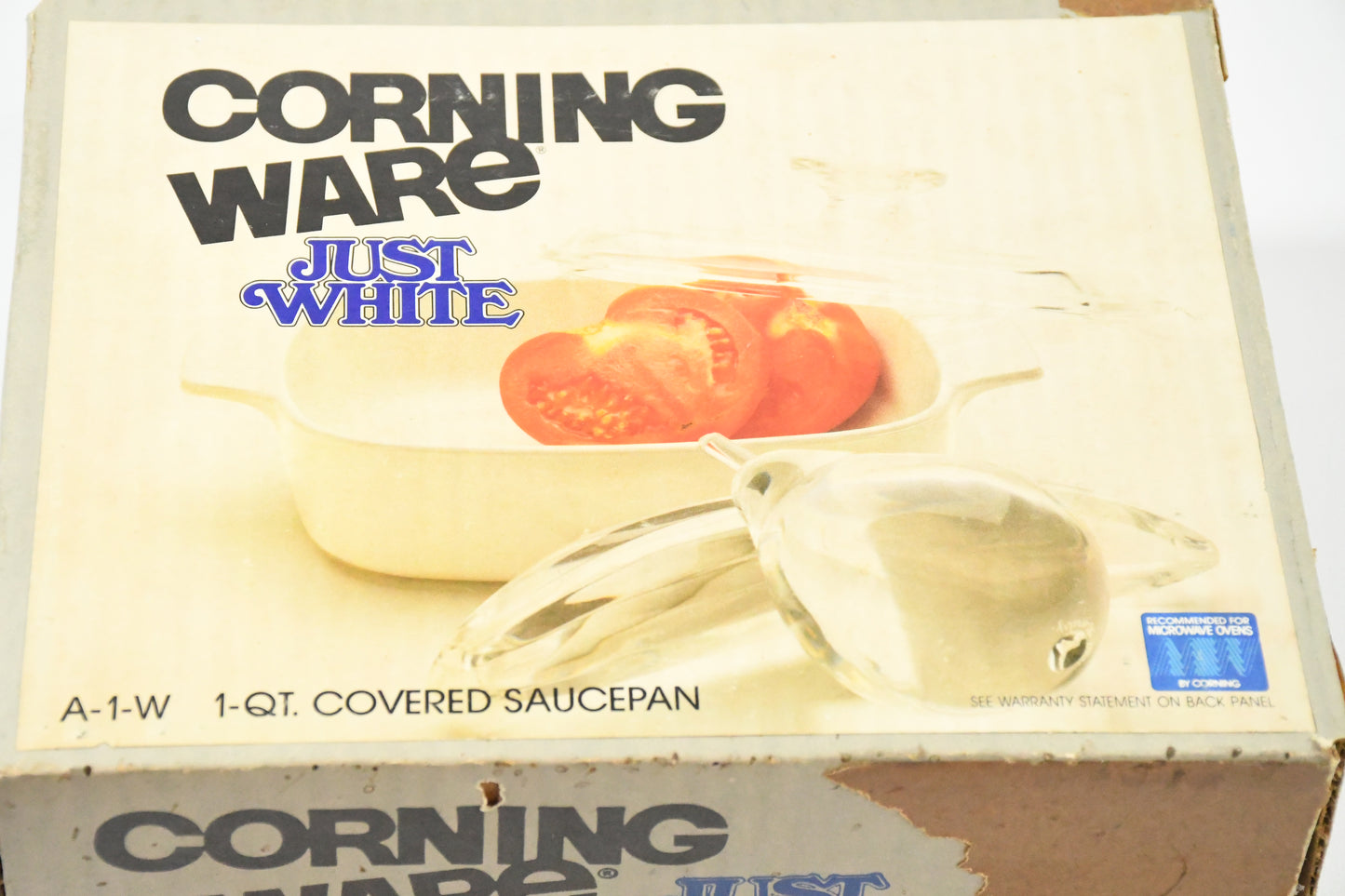 Corning Ware-Just White- 1qt saucepan w/ cover - A-1-W - vtg-