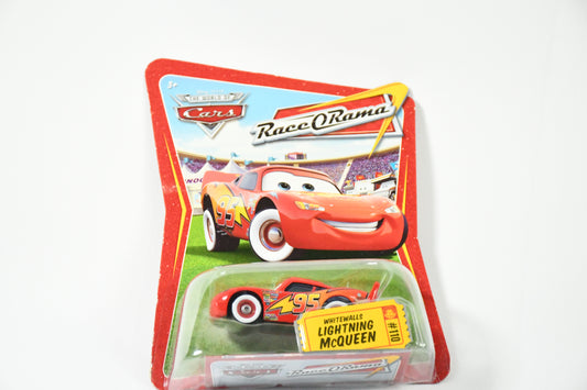Disney-Pixar-Cars-Mattel-Whitewalls Lighting McQueen#110-Rac O Roma-M5438 M1054-NIB