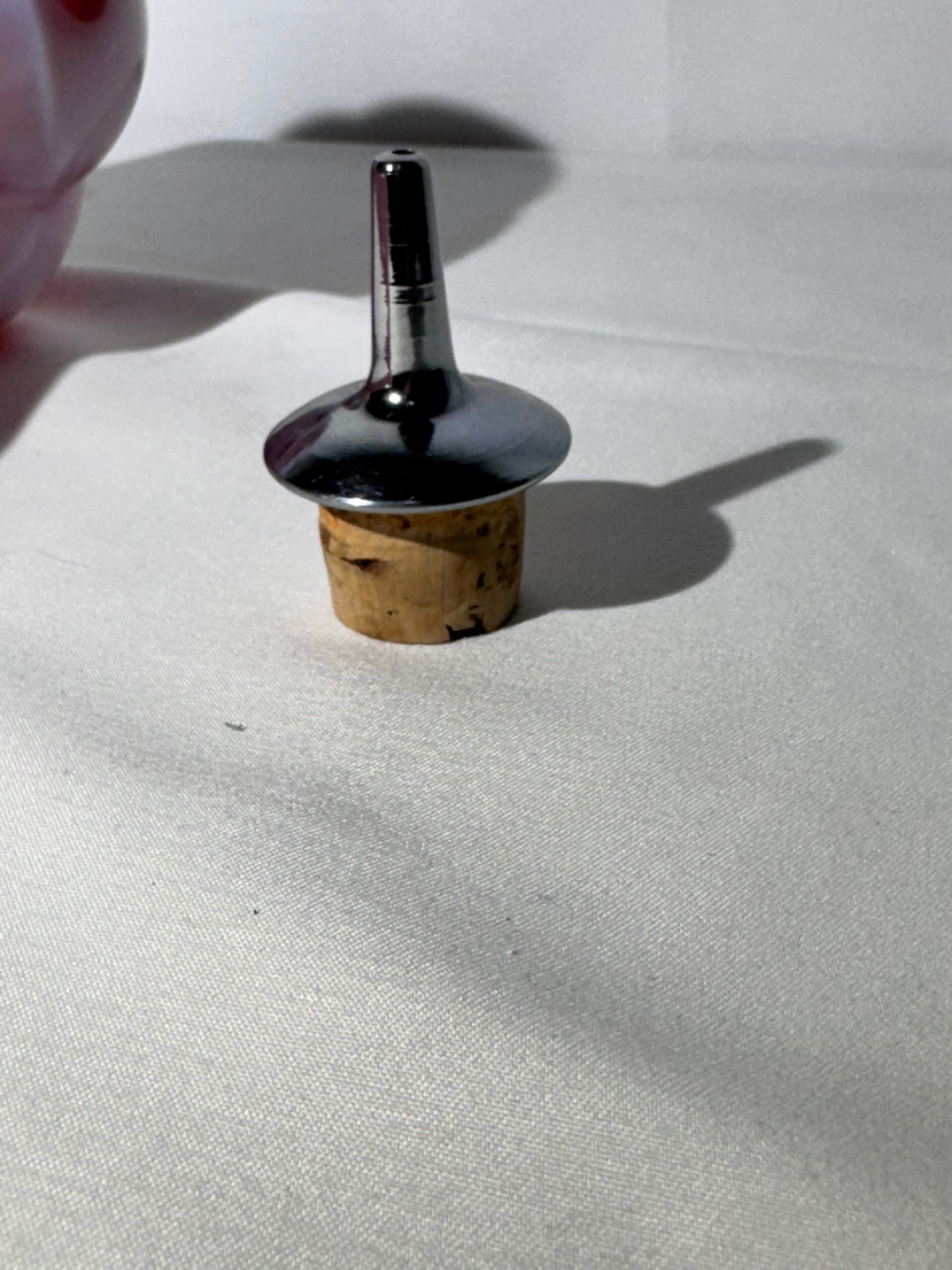 Vintage Barber Bottle – White & Cranberry Coin Pattern with Original Topper