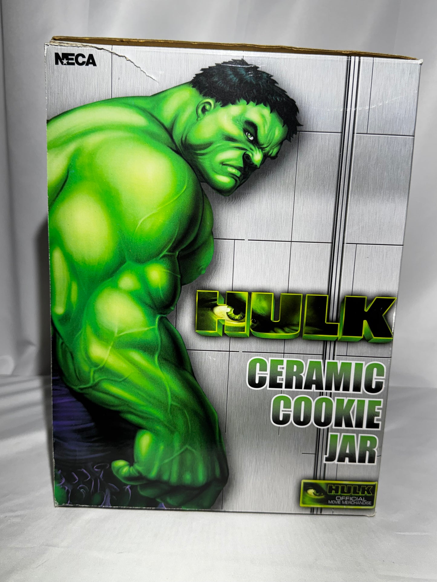 2003 NECA Marvel Hulk Ceramic Cookie Jar w/ Original Box Universal Studios 10”