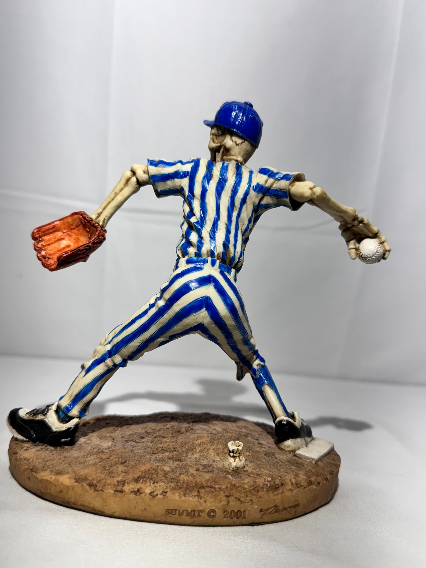 Summit Collection Skeleton Baseball Pitcher Figurine #84 Blue & White Uniform Sports Collectible 6”