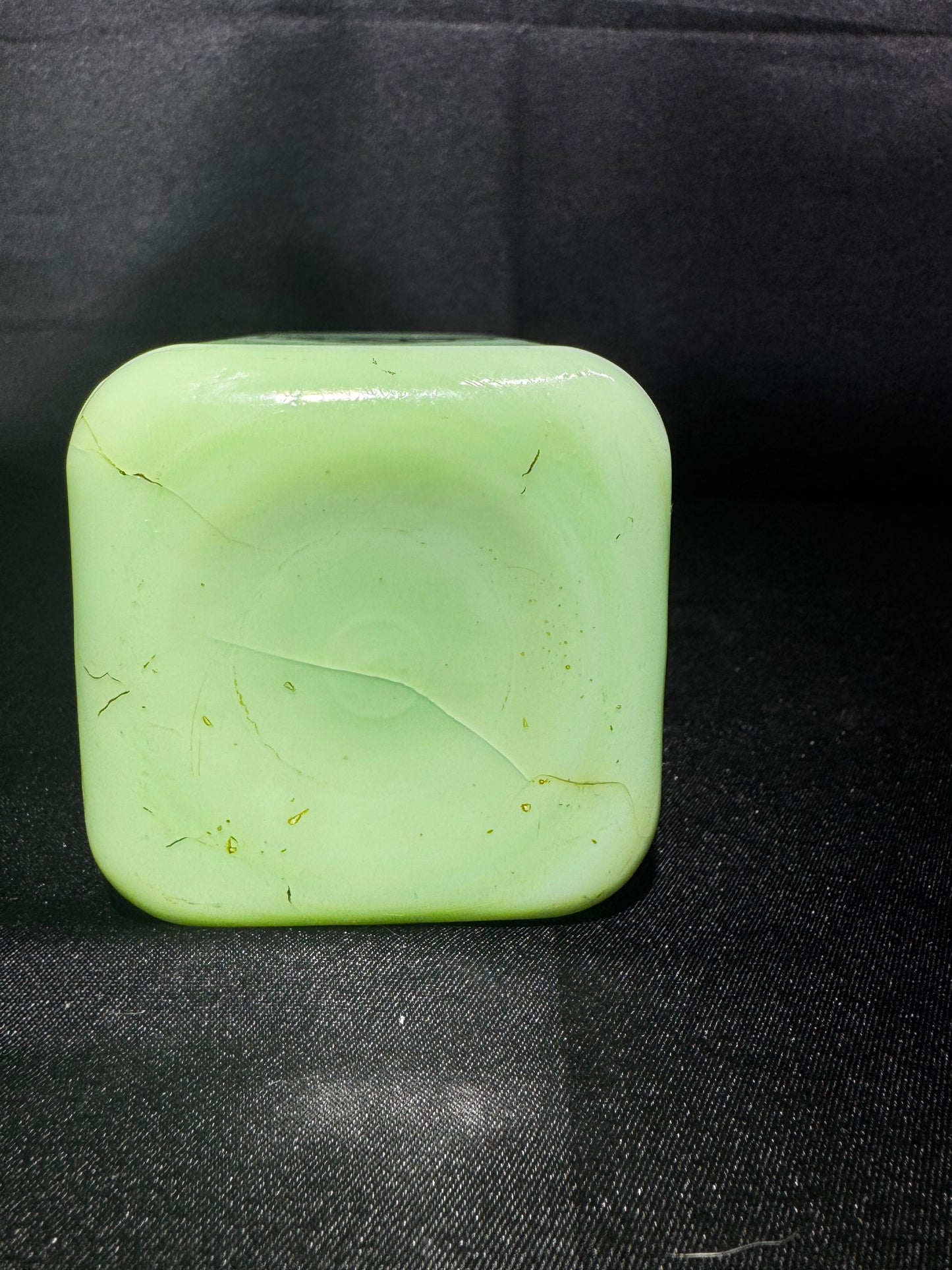 Vintage Jadeite Uranium Glass Range Salt Shaker Large Box Pattern UV Glow 5”
