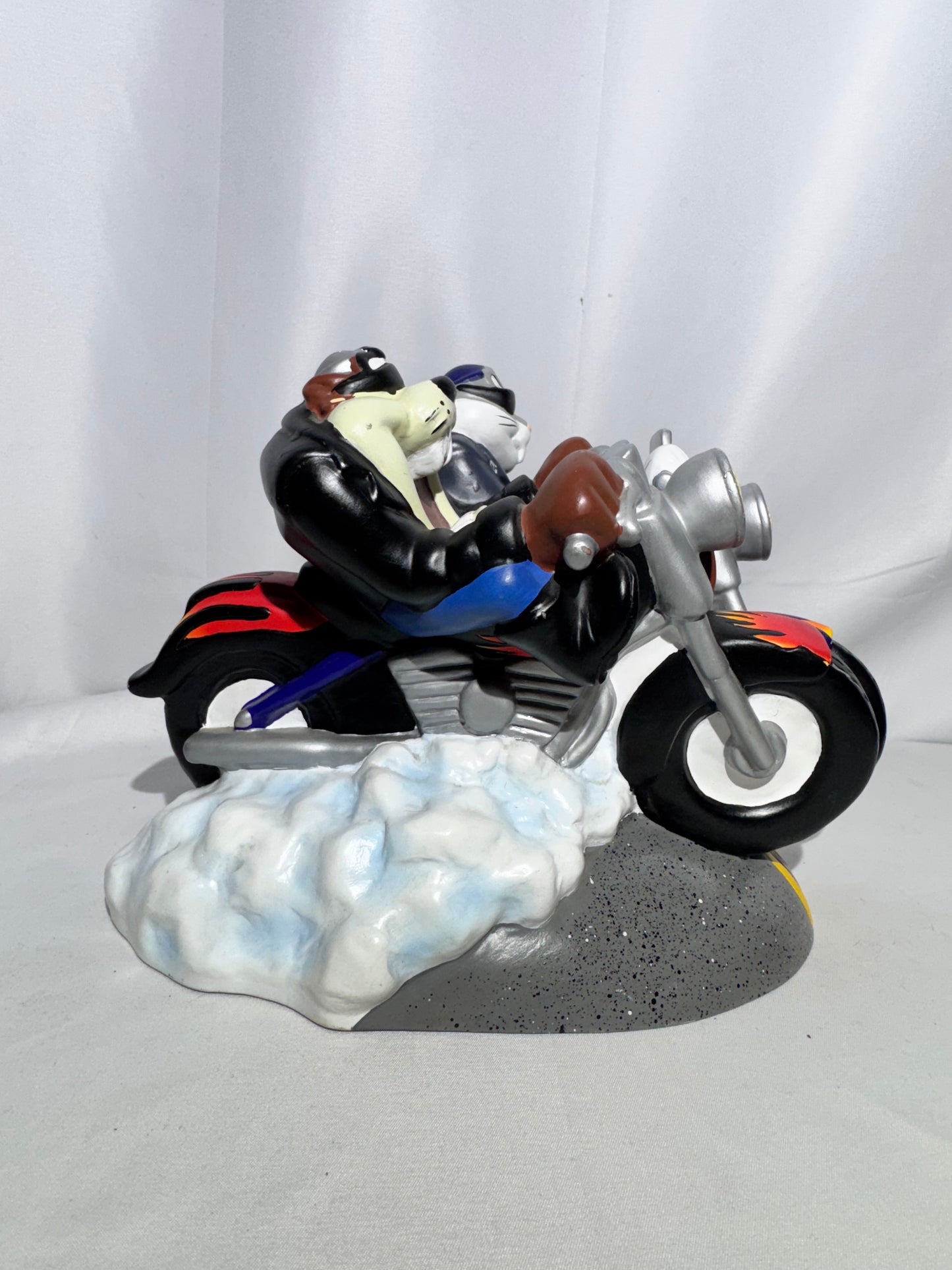 Vintage 2000 Warner Bros. Looney Tunes Taz & Bugs Bunny Harley Davidson Motorcycle Bank