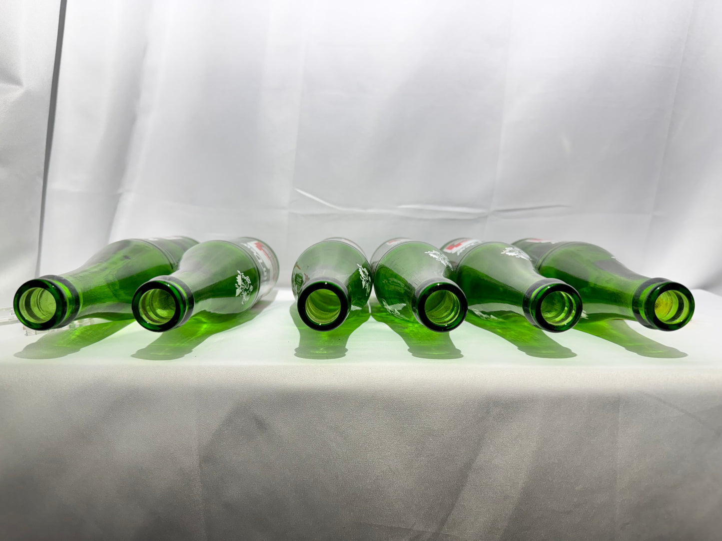 Rare Vintage Mountain Dew Green Glass Bottles – 10 fl oz – Hillbilly Slogan Graphics 6pack