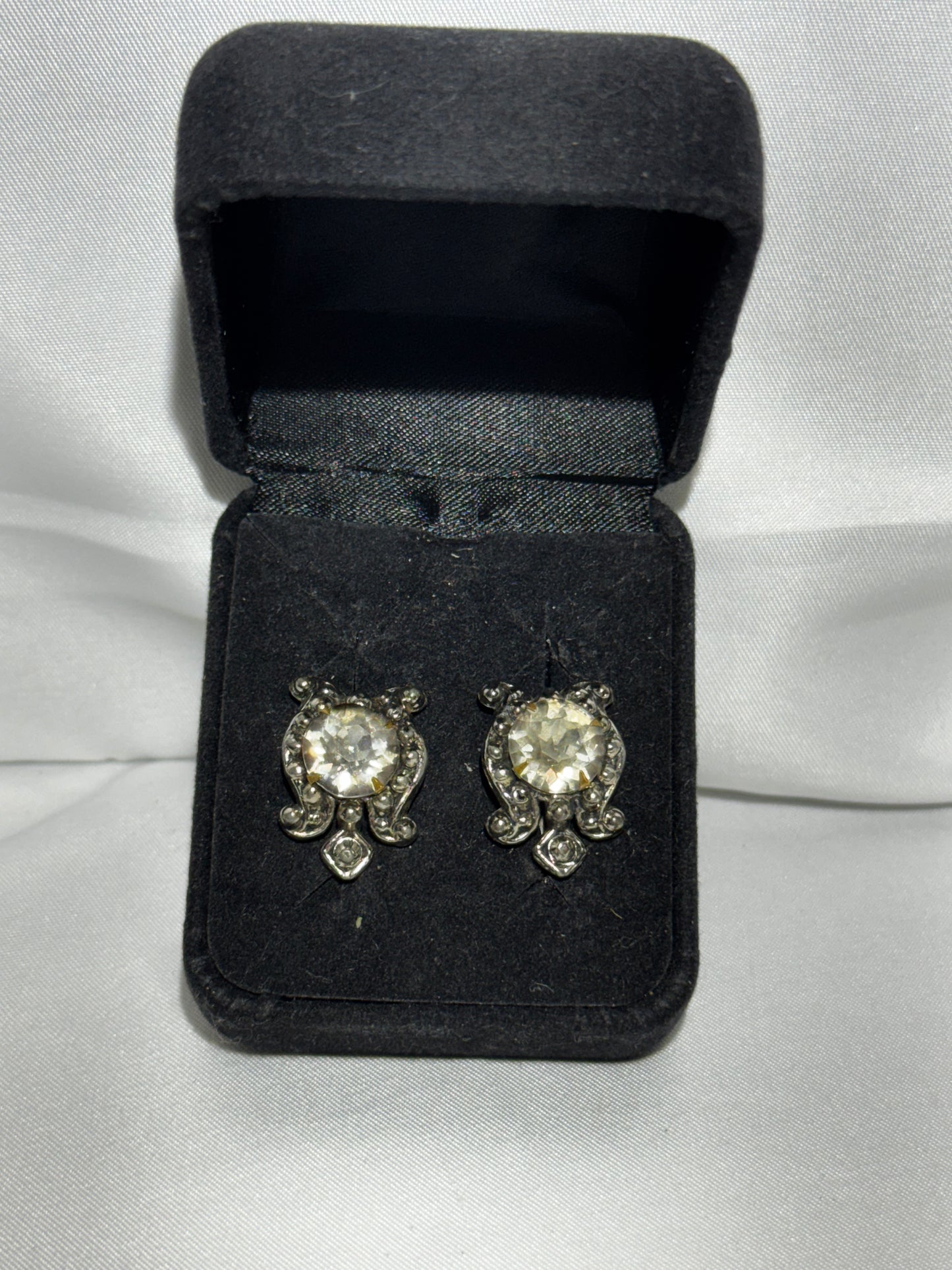 Antique Victorian Cufflinks Sleeve Buttons Lever Back Ornate Paste Stone
