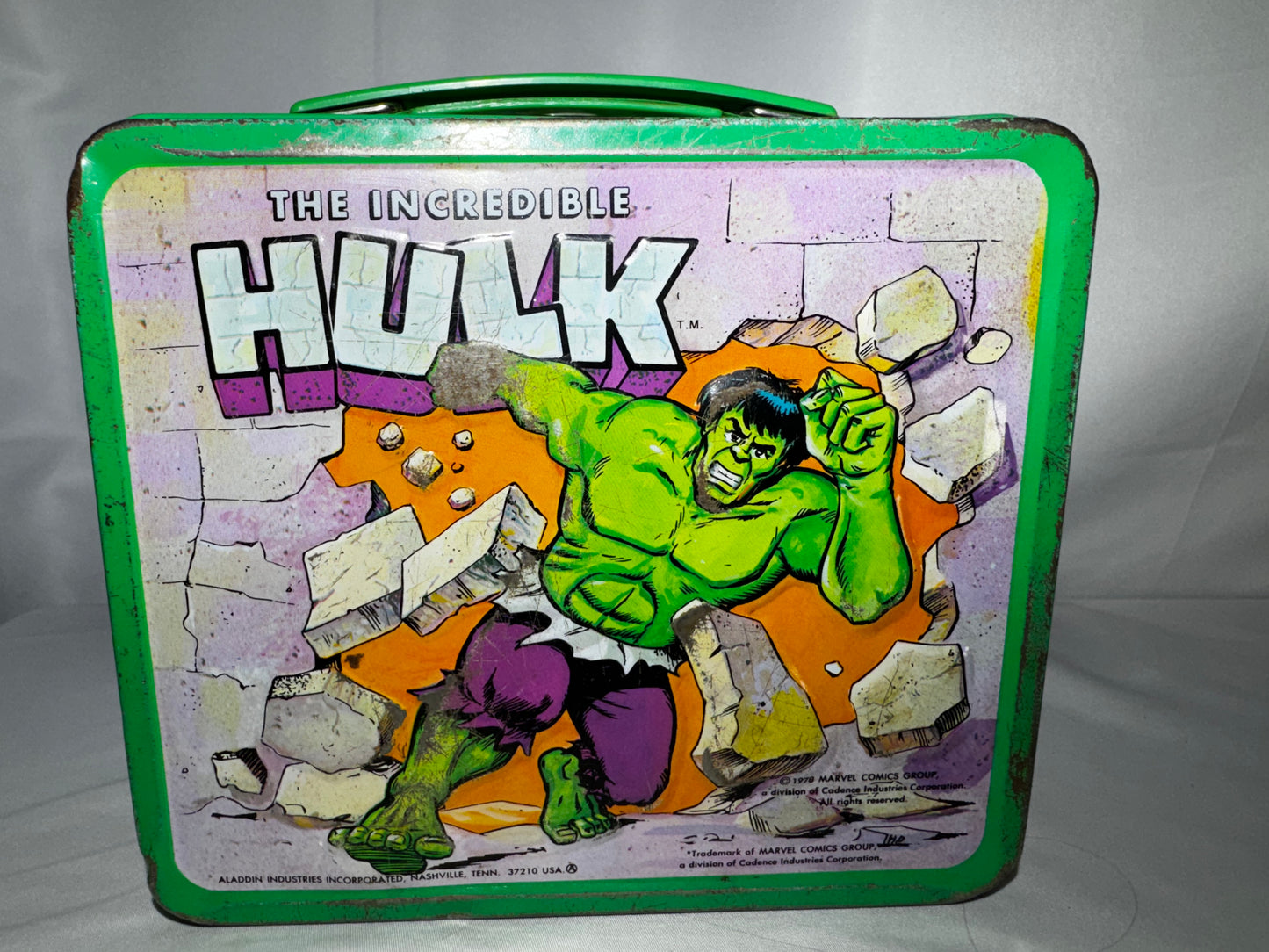 1978 Incredible Hulk Metal Lunchbox & Thermos Set Aladdin Vintage Marvel Comic