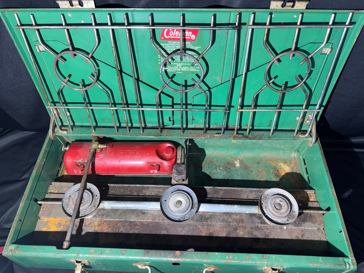 Vintage 1974 Coleman Model 426D Three-Burner Camp Stove - Untested