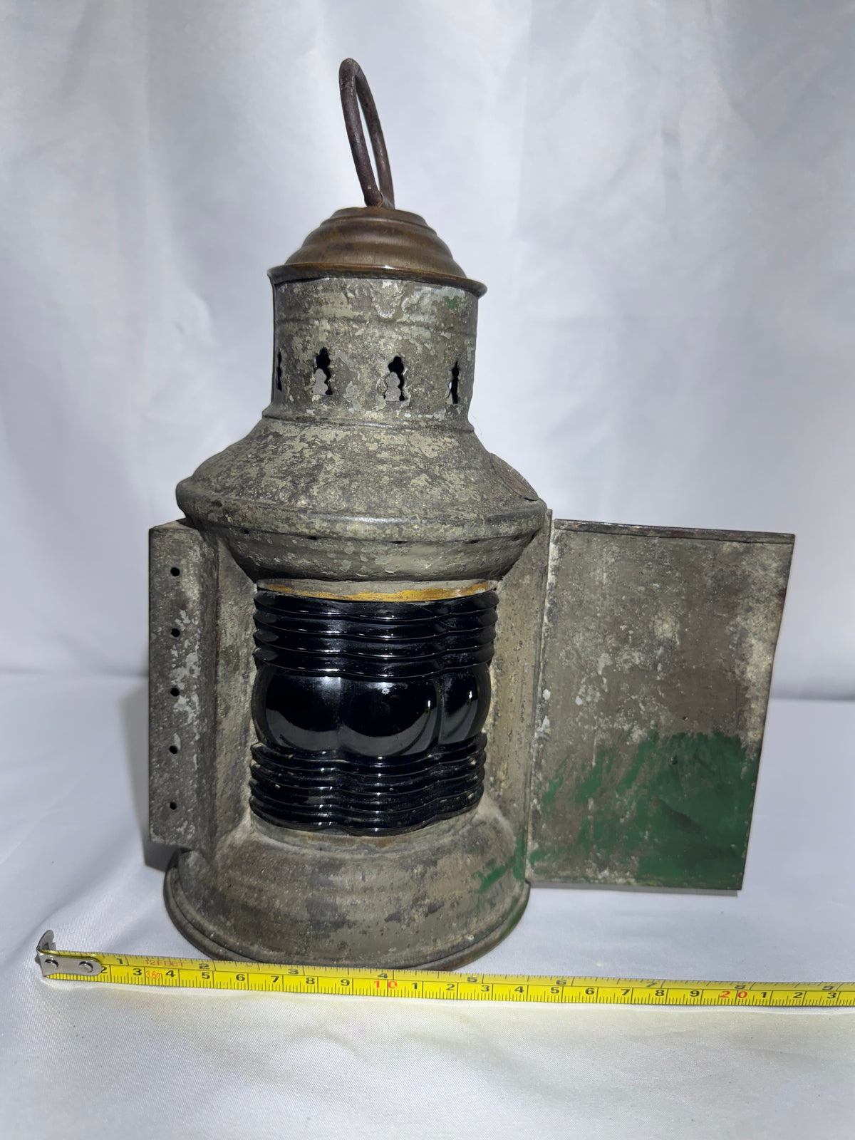 Vintage Triplex 1910 Maritime Navigation Lantern – Red Fresnel Glass – National Marine Lamp Co.