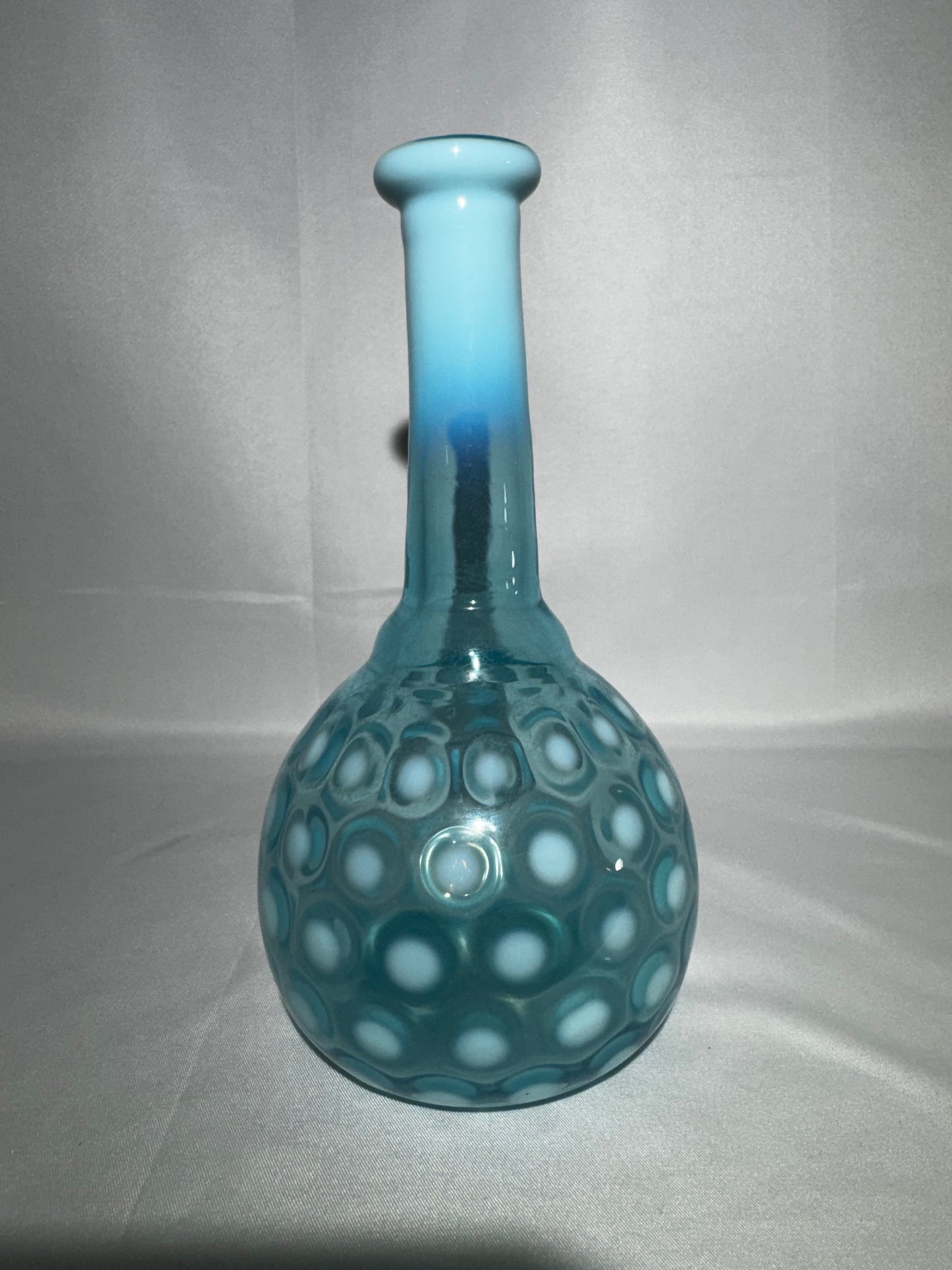 Antique Blue Opalescent Coin Spot Barber Bottle EAPG Glass 7.5”