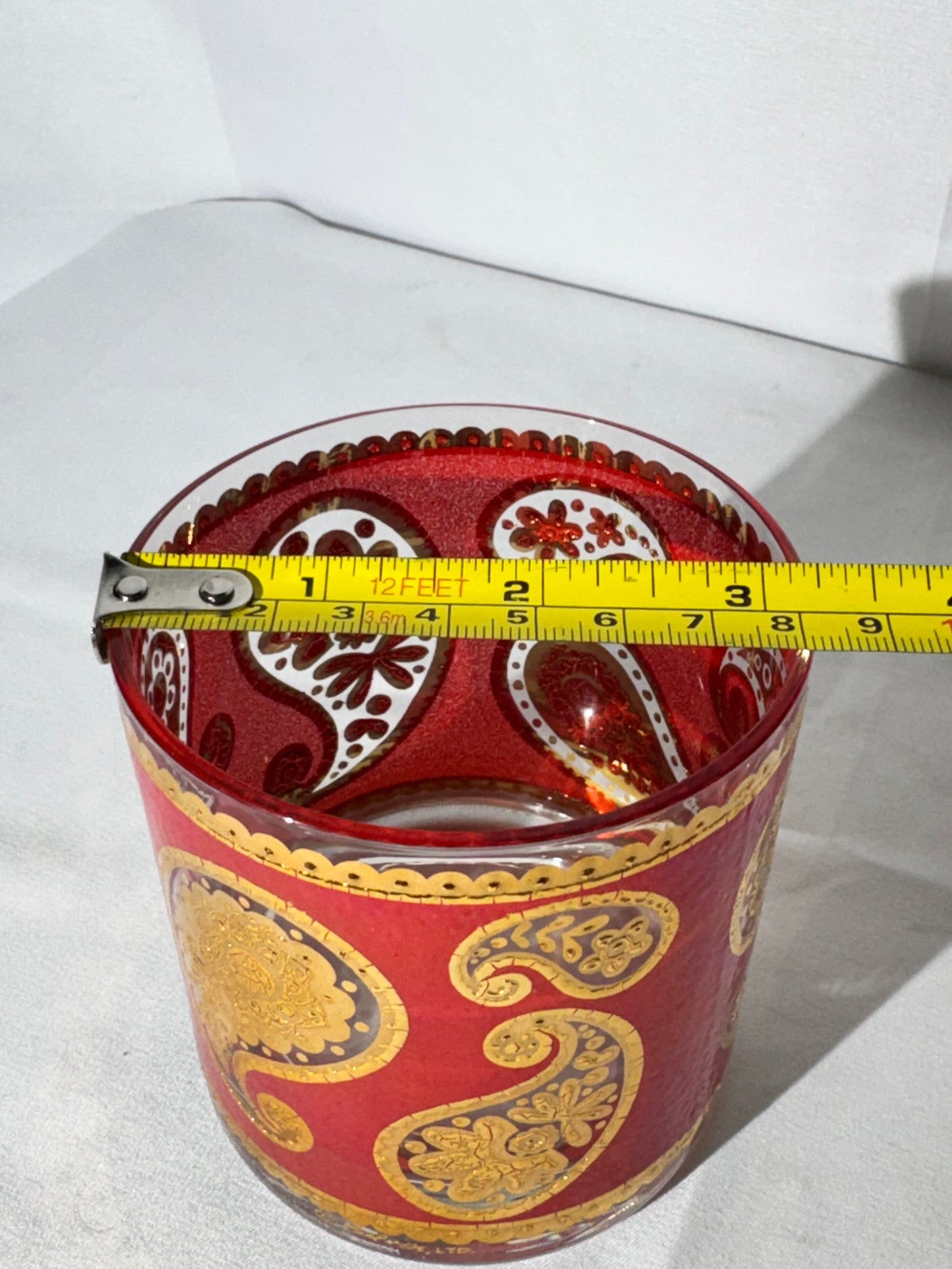 Vintage Culver LTD 22K Gold Red Paisley Lowball Glasses – Set of 4