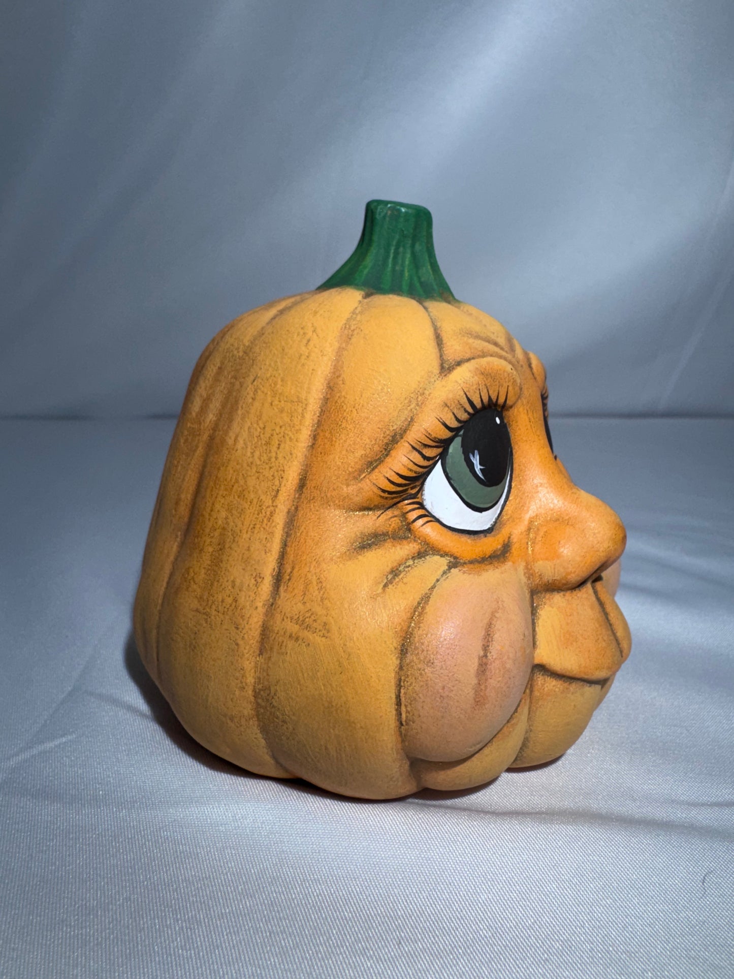Vintage Hand-Painted Ceramic Pumpkin Figurine – Baby Face – CB 2000