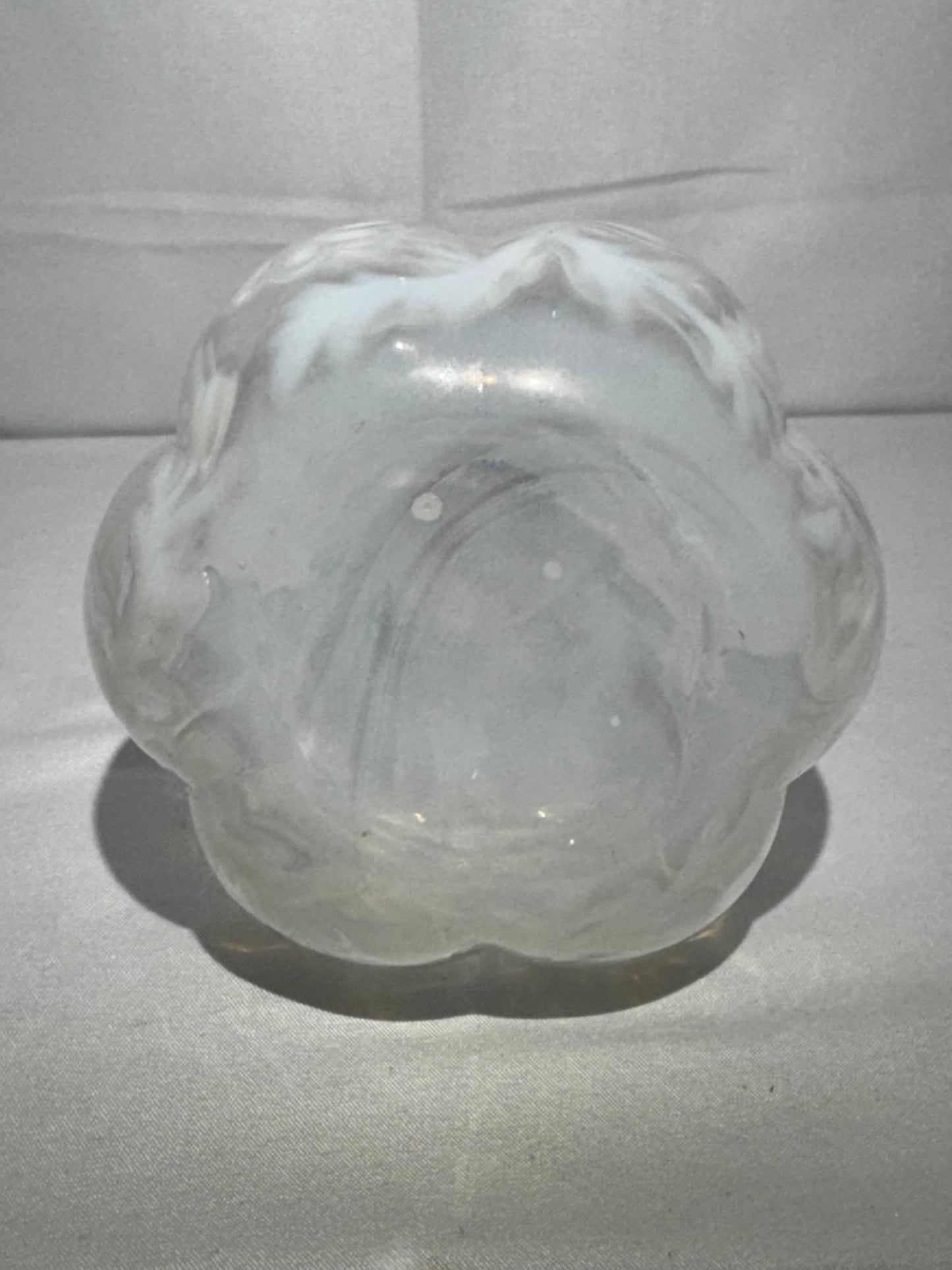 Vintage Fenton Daisy & Fern White Opalescent Glass Barber Bottle Decanter w/ Stopper