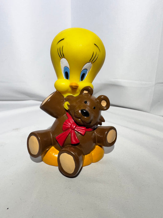 Looney Tunes Tweety Bird and teddy bear Piggy Bank 1992 Warner Bros.