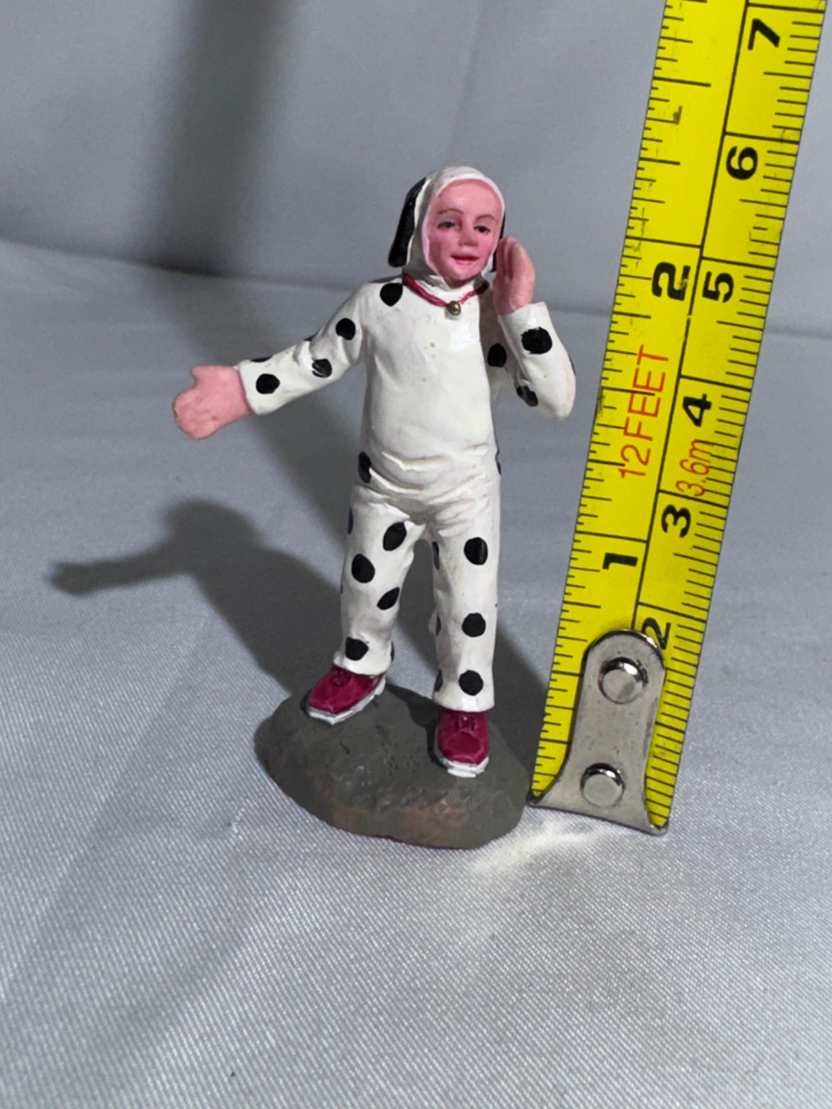 Halloween Village Figurine – Child in Dalmatian Dog Costume – Hand-Painted Miniature