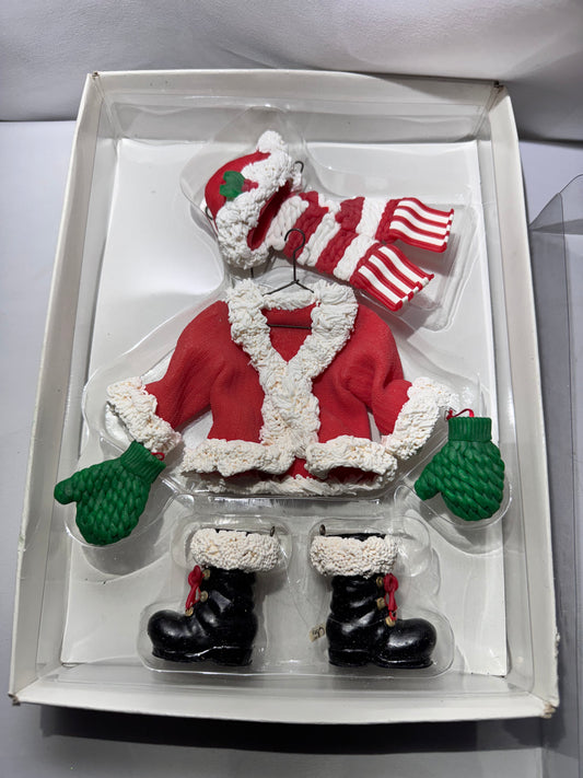 Dept.56 Santa Suit Ornament Set Hat & Scarf, Jacket & Mittens, and Boots