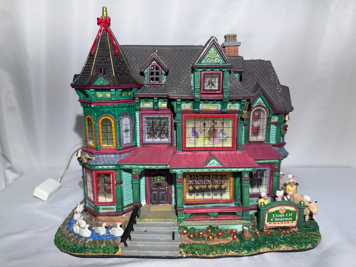 Lemax 12 Days of Christmas Manor #95869 – 2009 Sights & Sounds Collection – Retired Christmas Village -Read