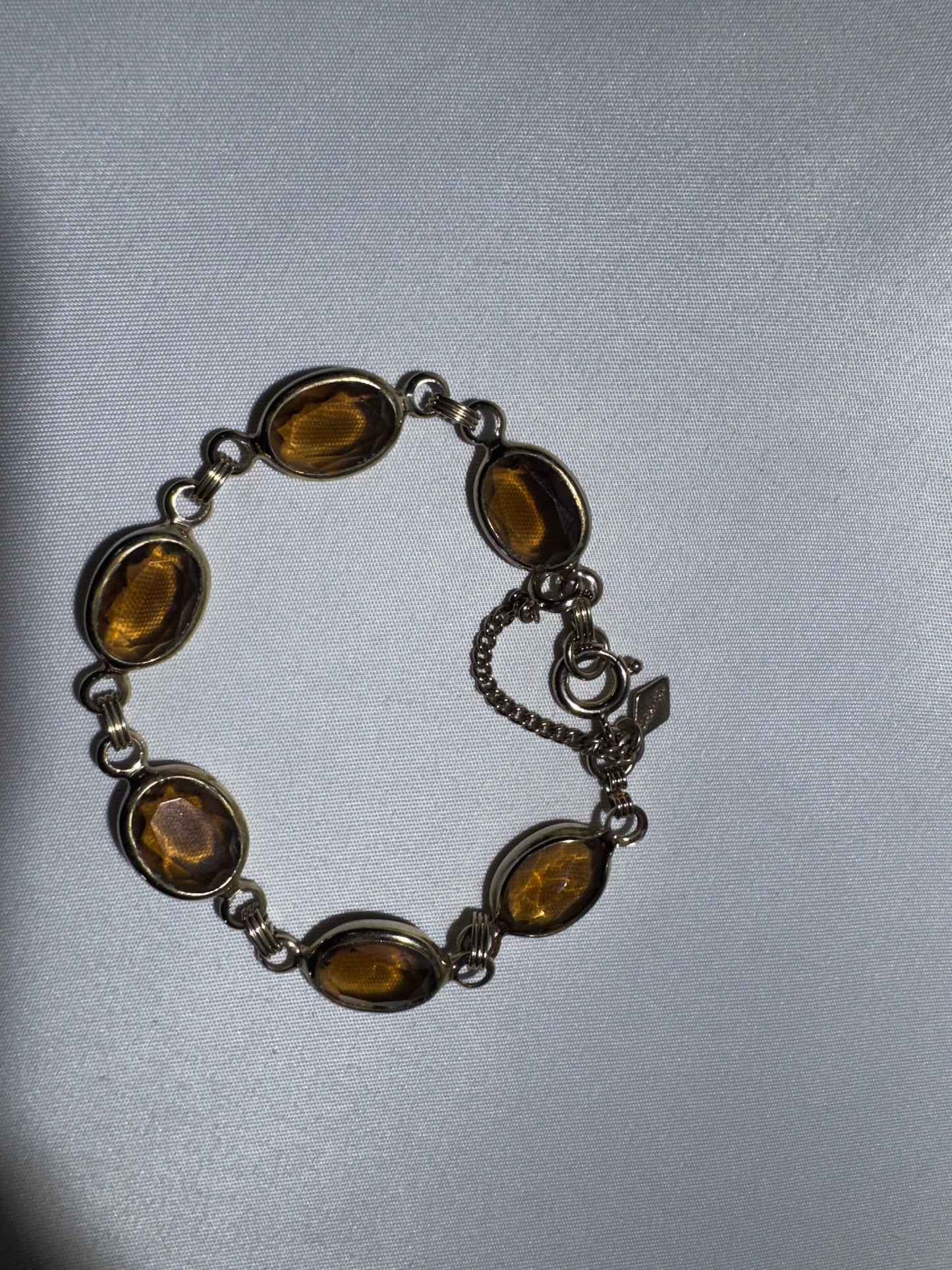 Vintage Sarah Coventry “Golden Autumn” Bracelet – Faux Topaz Glass Stones – 7”