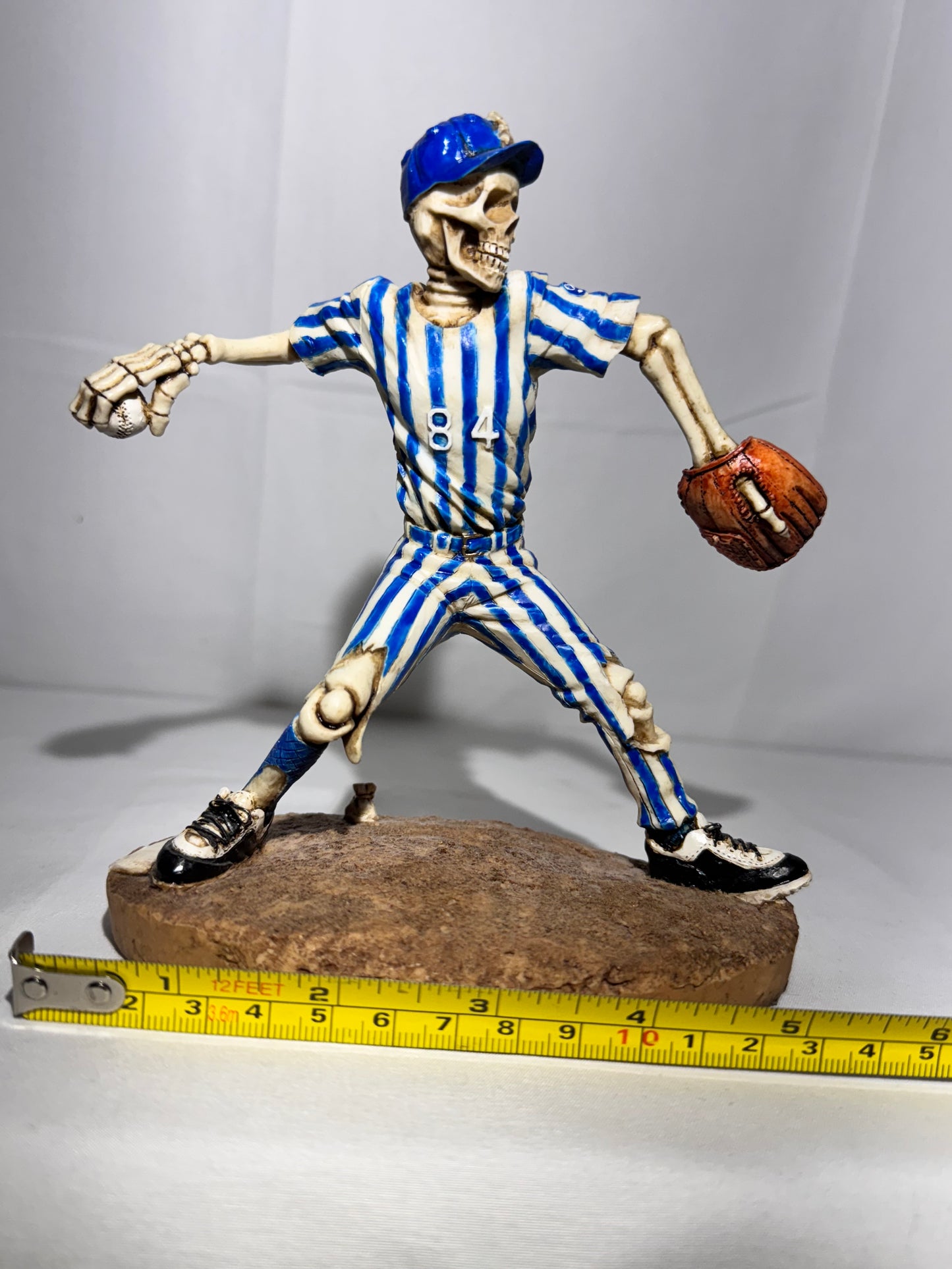 Summit Collection Skeleton Baseball Pitcher Figurine #84 Blue & White Uniform Sports Collectible 6”