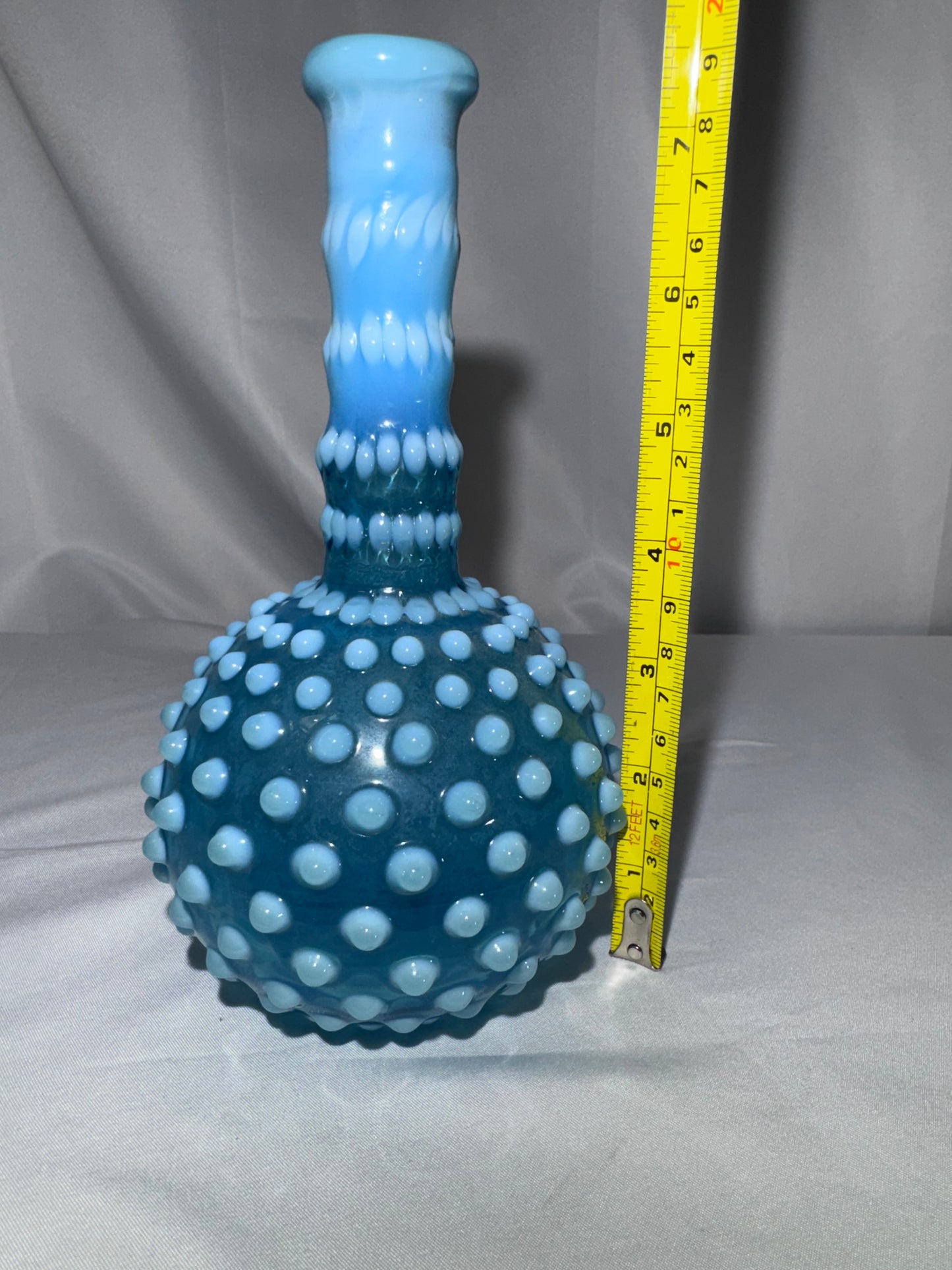 Antique Hobbs, Brockunier & Co. Blue Opalescent Hobnail Barber Bottle – c. 1880s