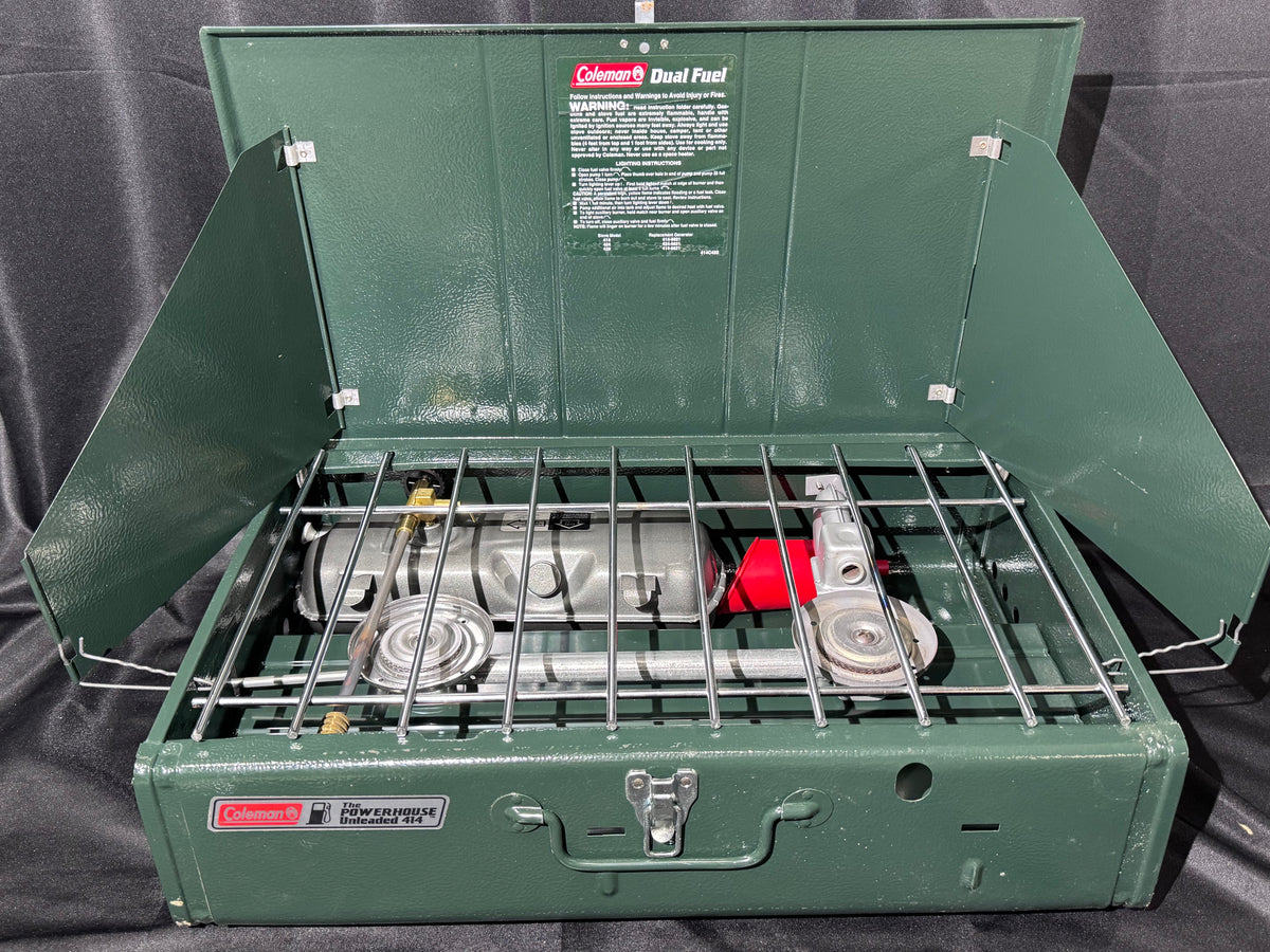 Vintage Coleman 414-700 Powerhouse Dual Fuel 2-Burner Camp Stove – Original Box – May 1994