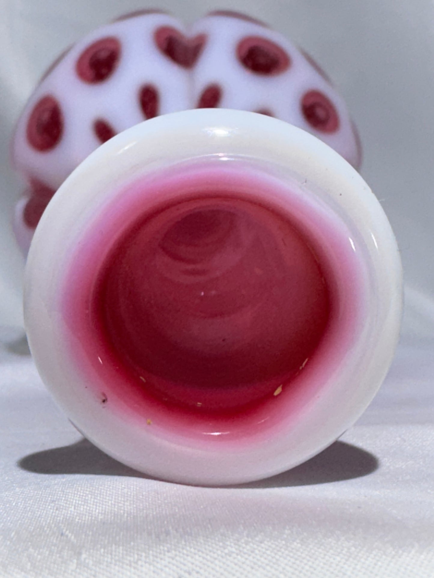 Vintage Fenton Cranberry Opalescent Coin Dot 8.5” Barber Bottle