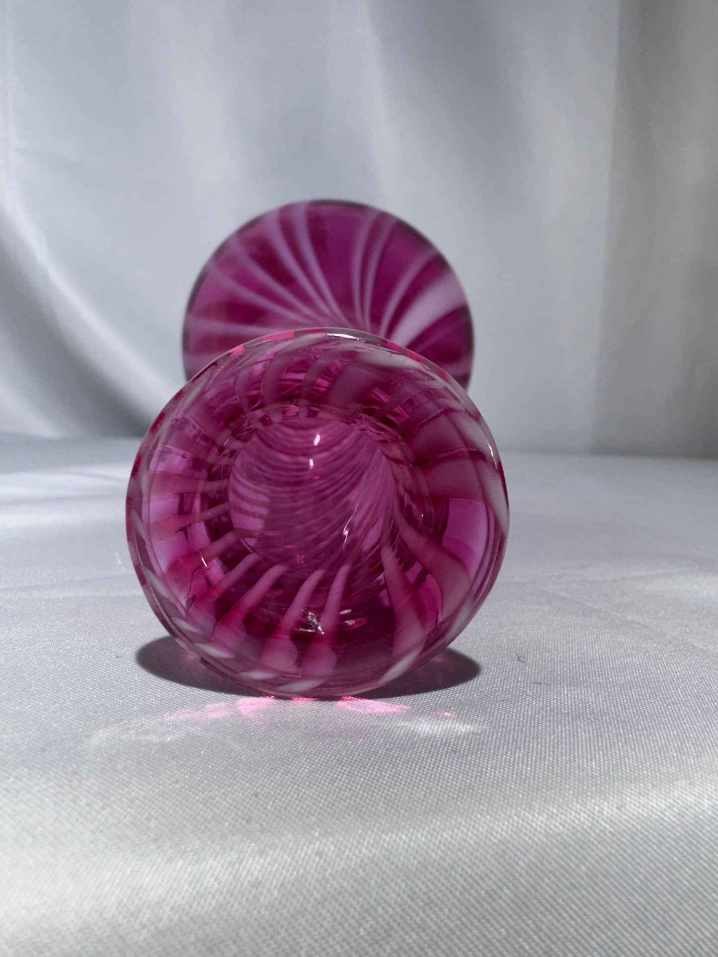 Vintage Fenton Cranberry Opalescent Swirl Barber Bottle – 7½”