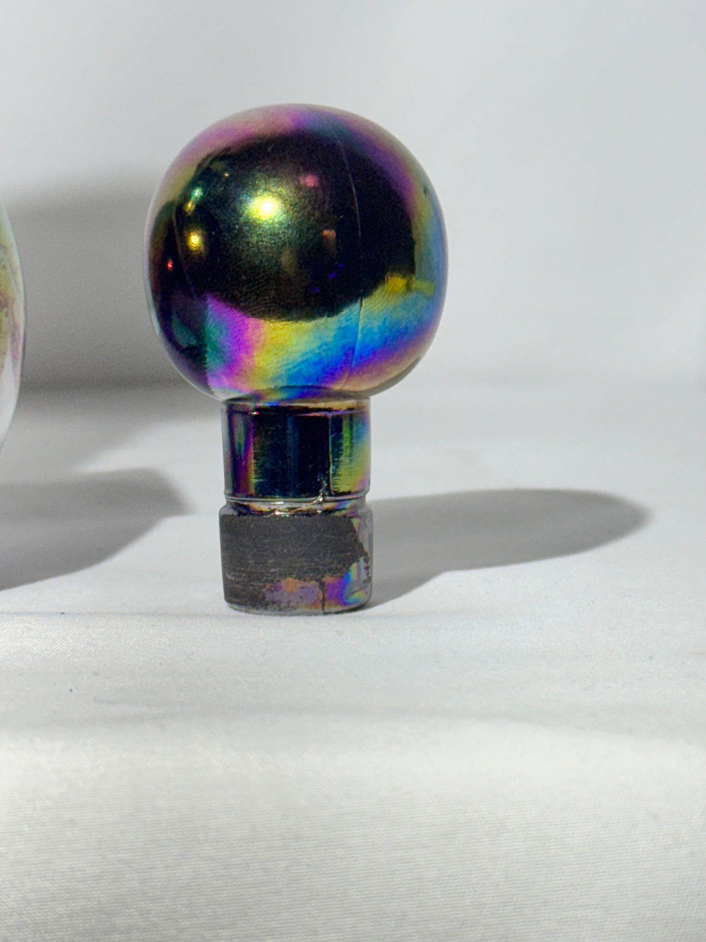 Fenton “Hanging Hearts” Iridescent Glass Cruet with Clear Handle & Iridescent Stopper