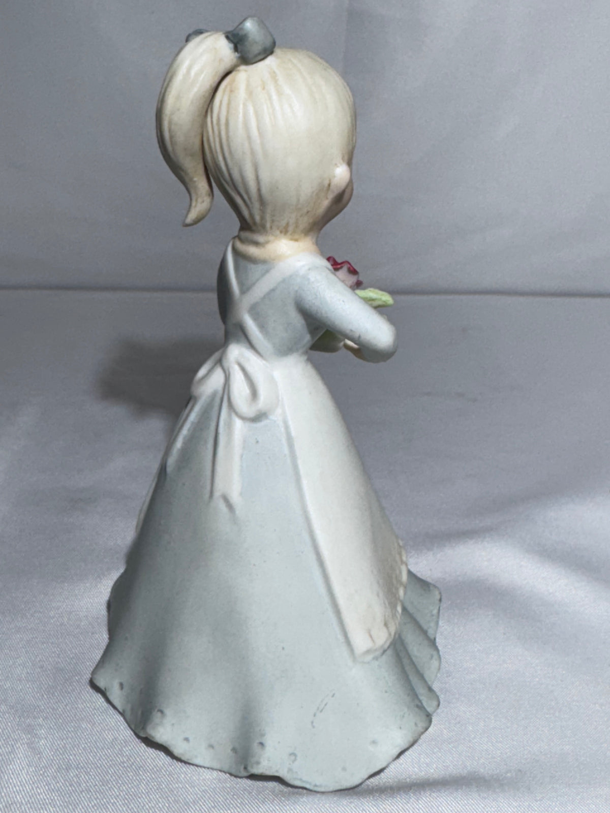 Lefton China July Birthday Girl Figurine KW7227 1983 Porcelain Girl with Red Rose