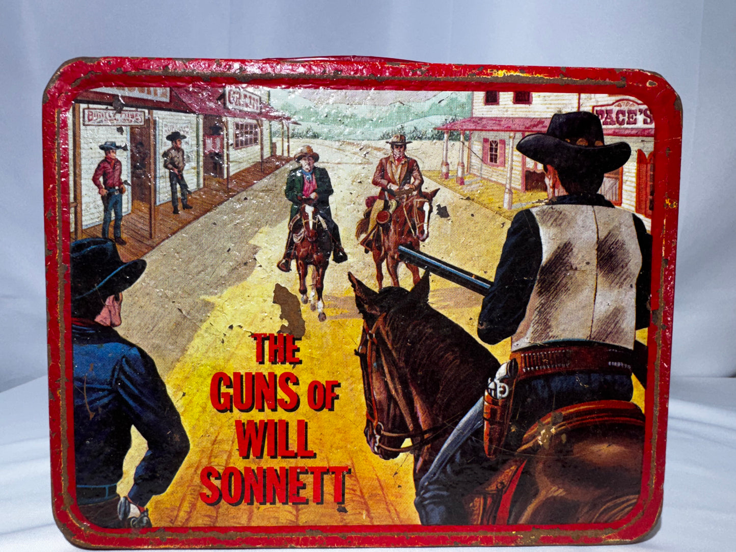 Vintage 1968 The Guns of Will Sonnett Metal Lunchbox – King-Seeley Thermos Co. Western TV Collectible no thermos