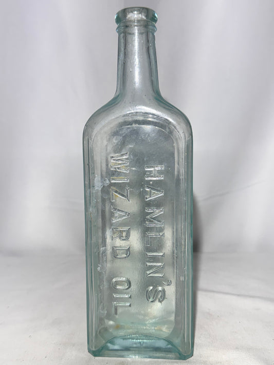 Vintage Hamlin’s Wizard Oil Embossed Glass Bottle – Antique Patent Medicine (1800s–Early 1900s)