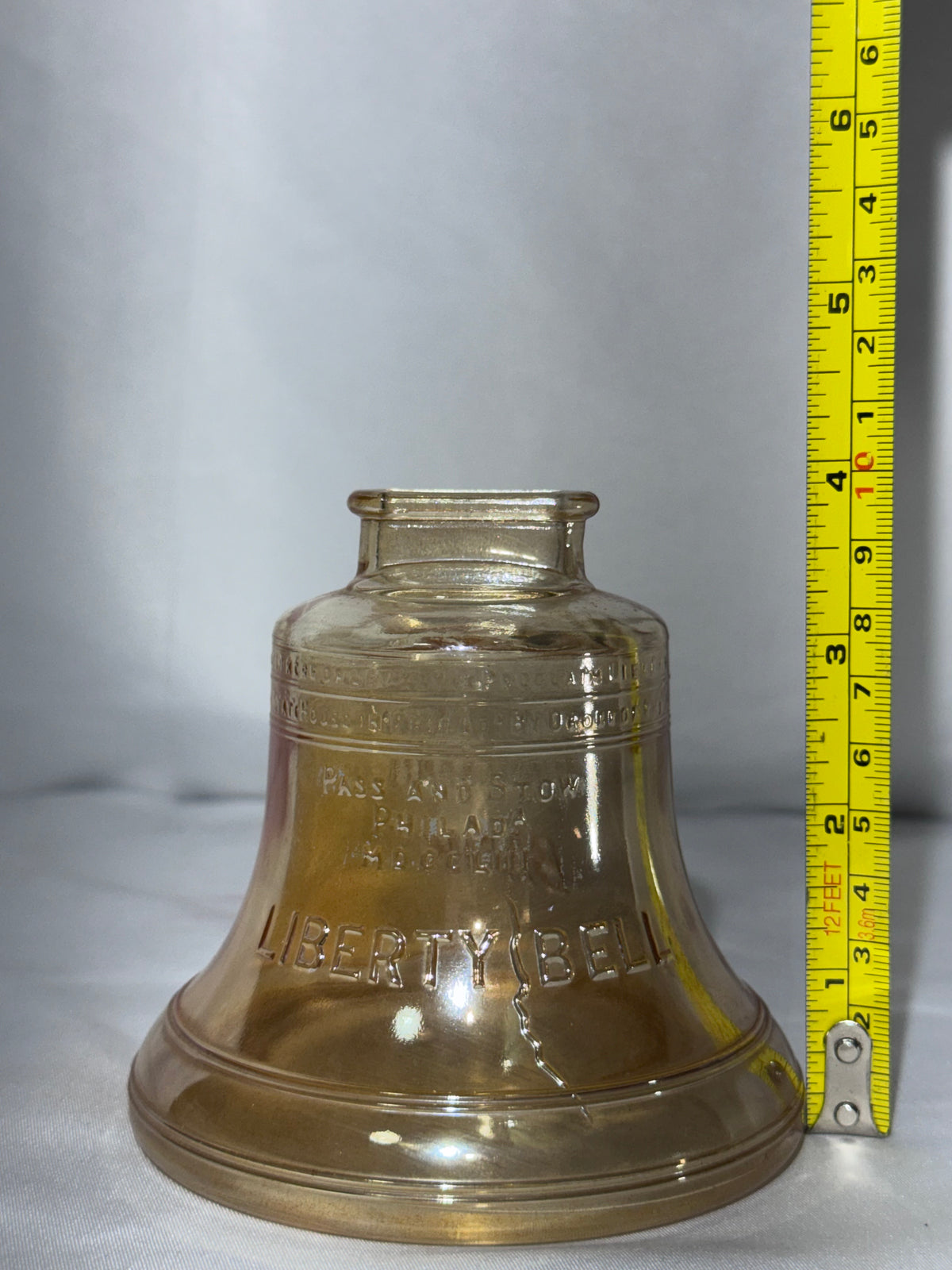 Vintage Marigold Carnival Glass Liberty Bell Bank – 1976 Bicentennial Era