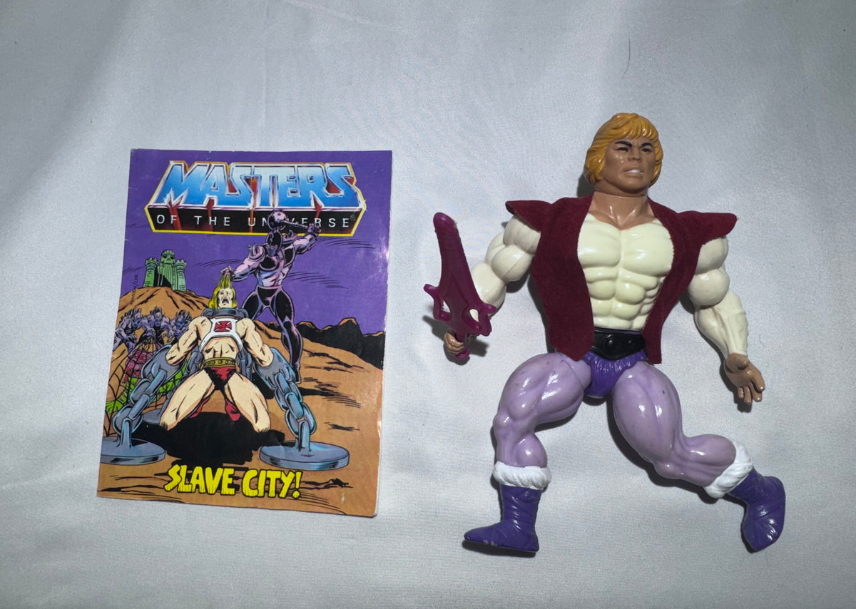 Vintage 1980s Mattel Masters of the Universe Prince Adam Action Figure with Original Mini-Comic