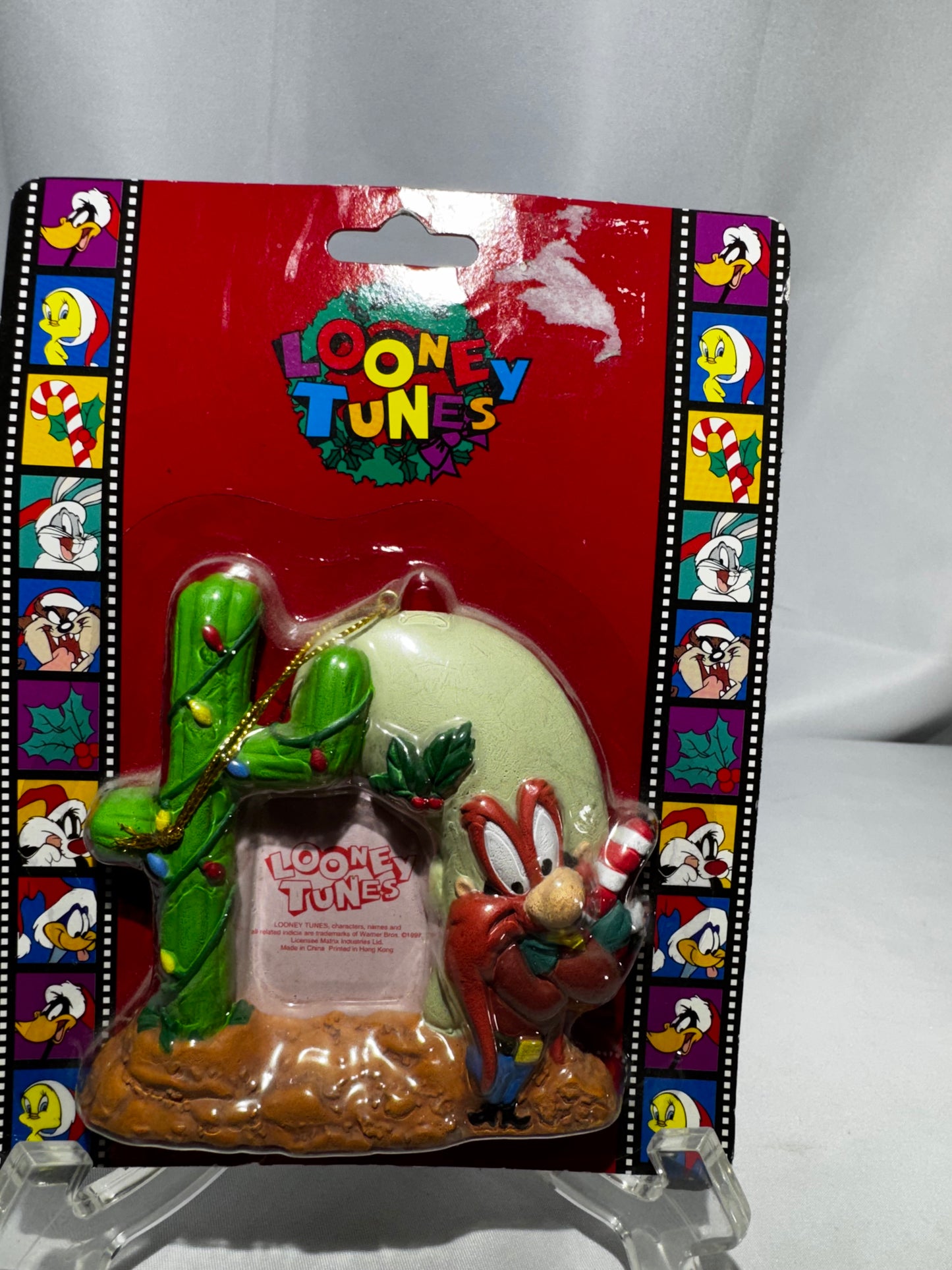 1997 Looney Tunes Yosemite Sam Cactus Picture Frame Christmas Ornament Warner Bros.