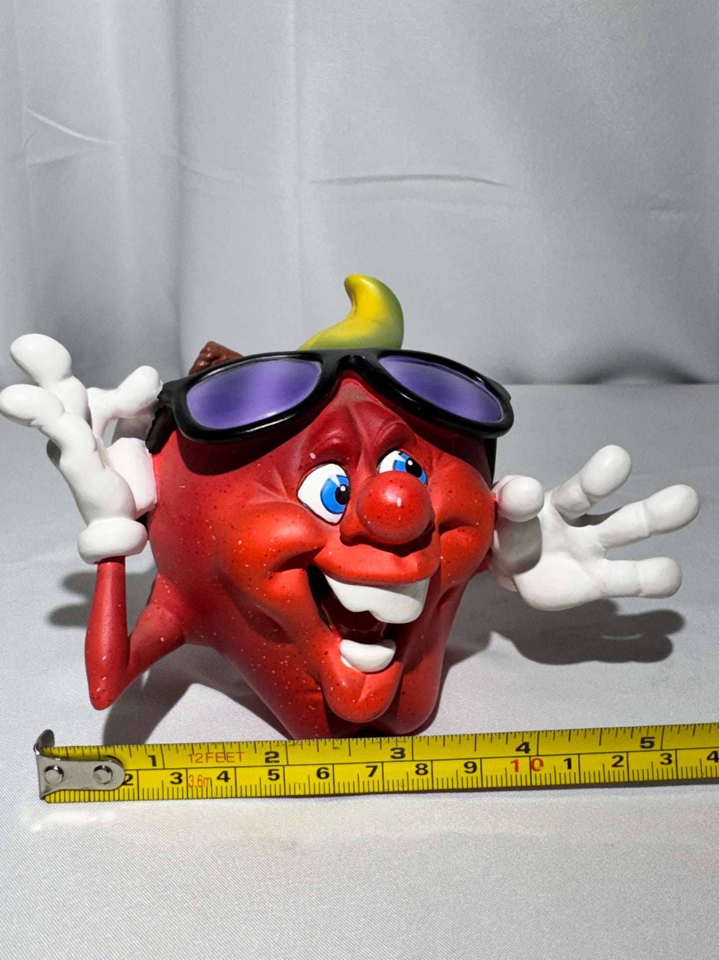 Vintage Giggling Groceries Red Apple Ceramic Figurine with Sunglasses