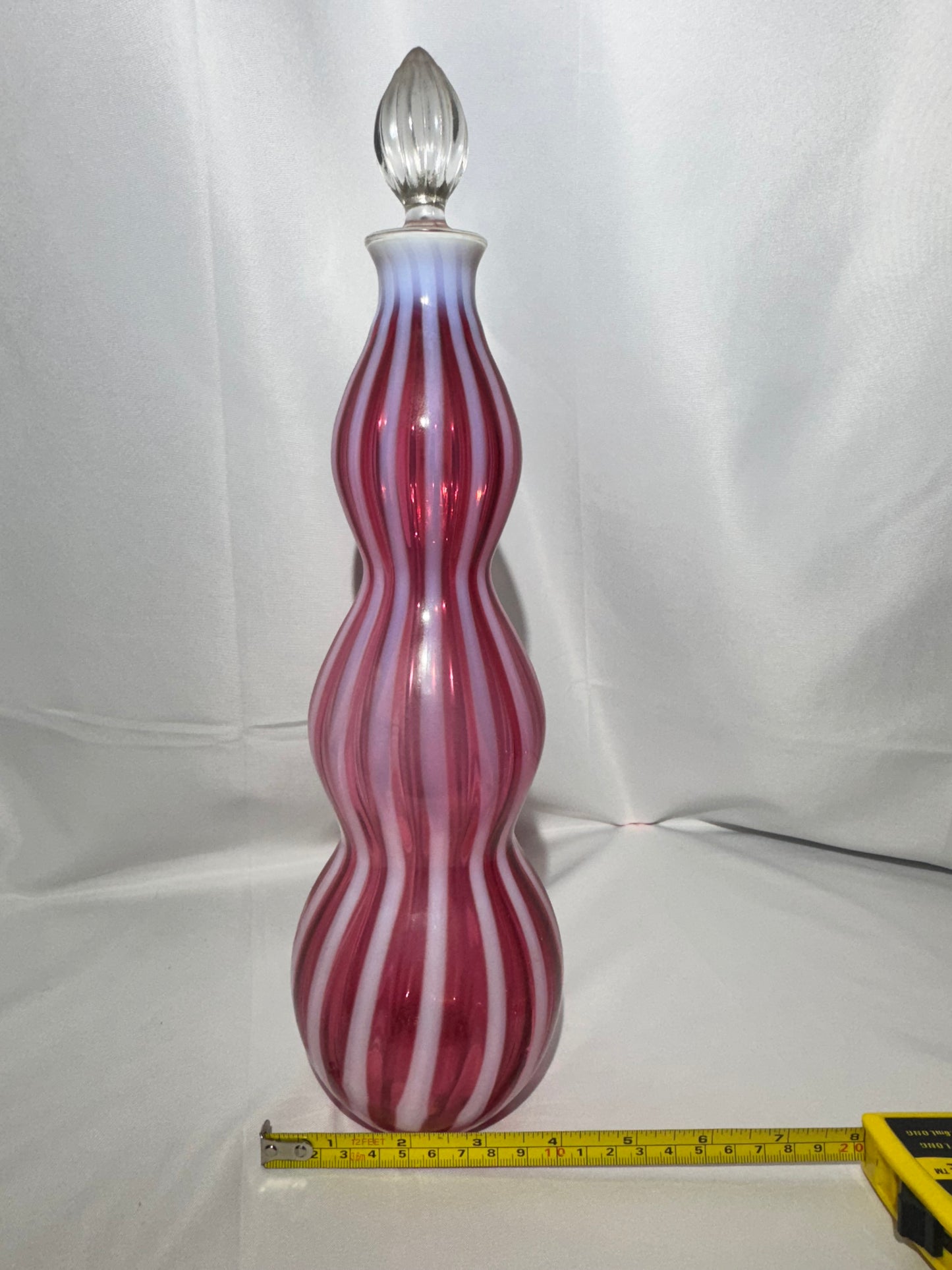 Vintage Fenton Cranberry New World Rib Optic Decanter w/ Stopper – 1953 – 14.5”