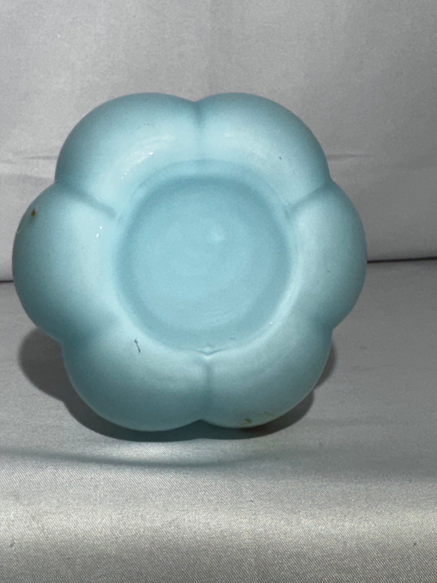Vintage Fenton Baby Blue Satin Glass Barber Bottle – Hand-Painted Floral – 7.5”