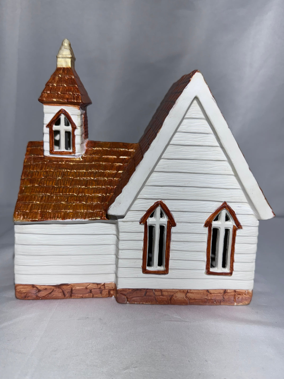 Vintage Style Hand Painted Ceramic Lighted Christmas Village Church S. Weldon 2015