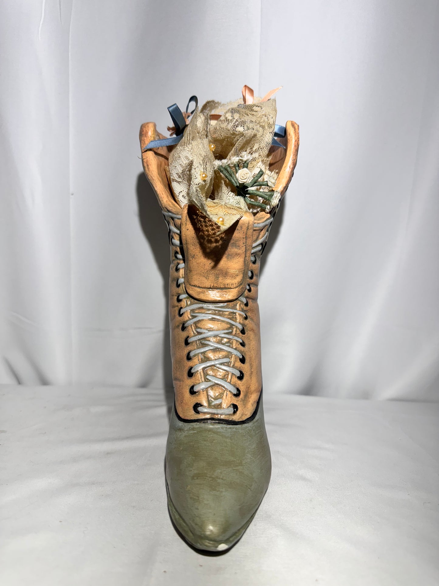 Decorative Victorian-Style Ceramic Boot Figurine / Vase