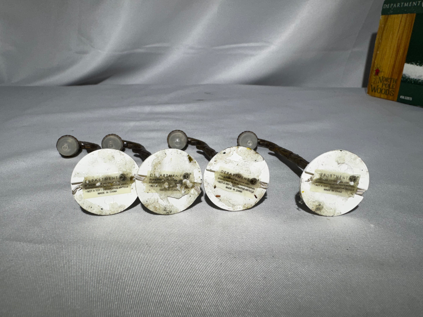 Department 56 North Pole Woods Acorn Street Lamps #56.52875 Retired Set of 4 Village Accessory read