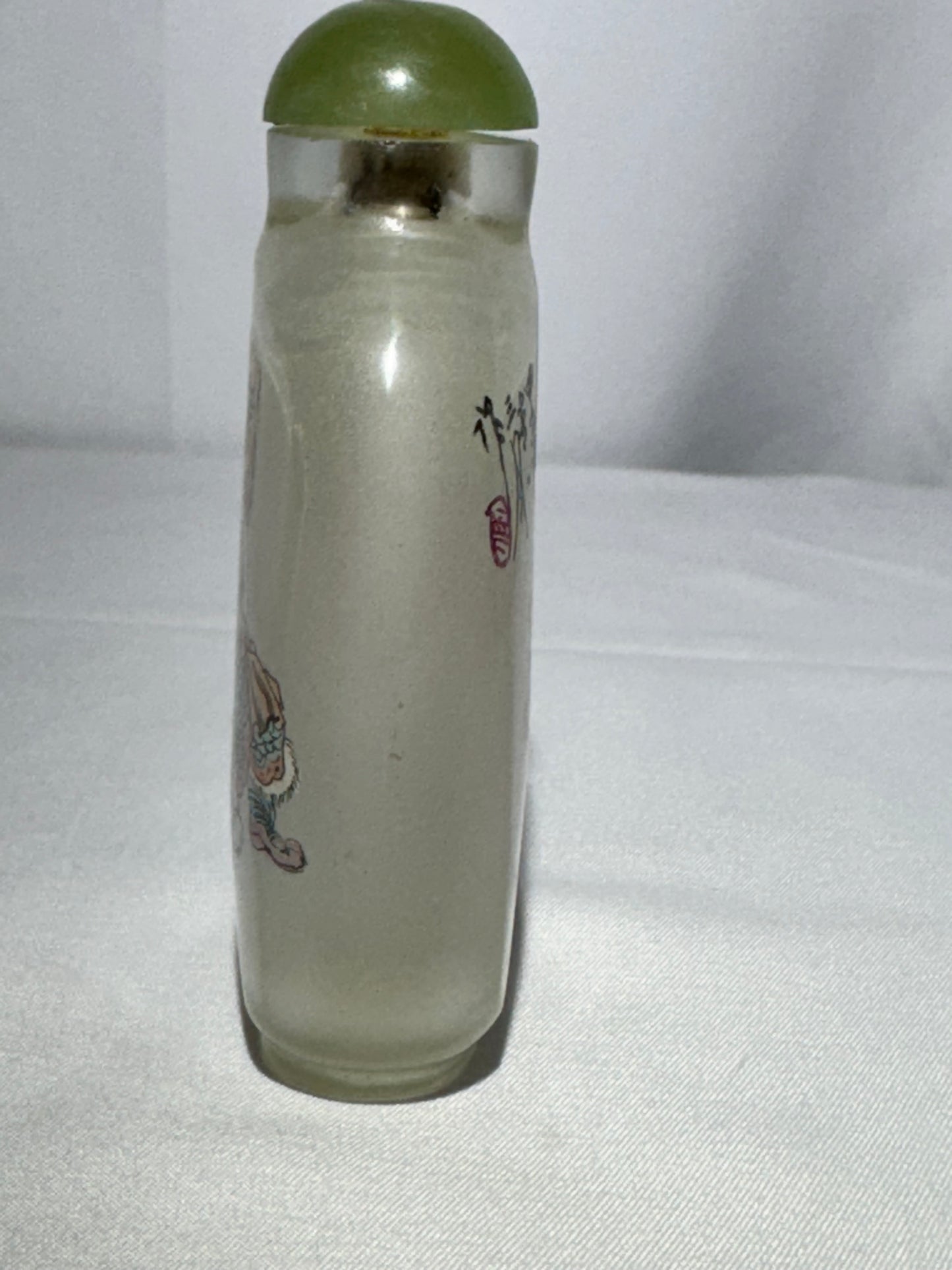 Chinese Inside-Painted Glass Snuff Bottle – Hand-Painted – Signed by Artist – Cork Stopper