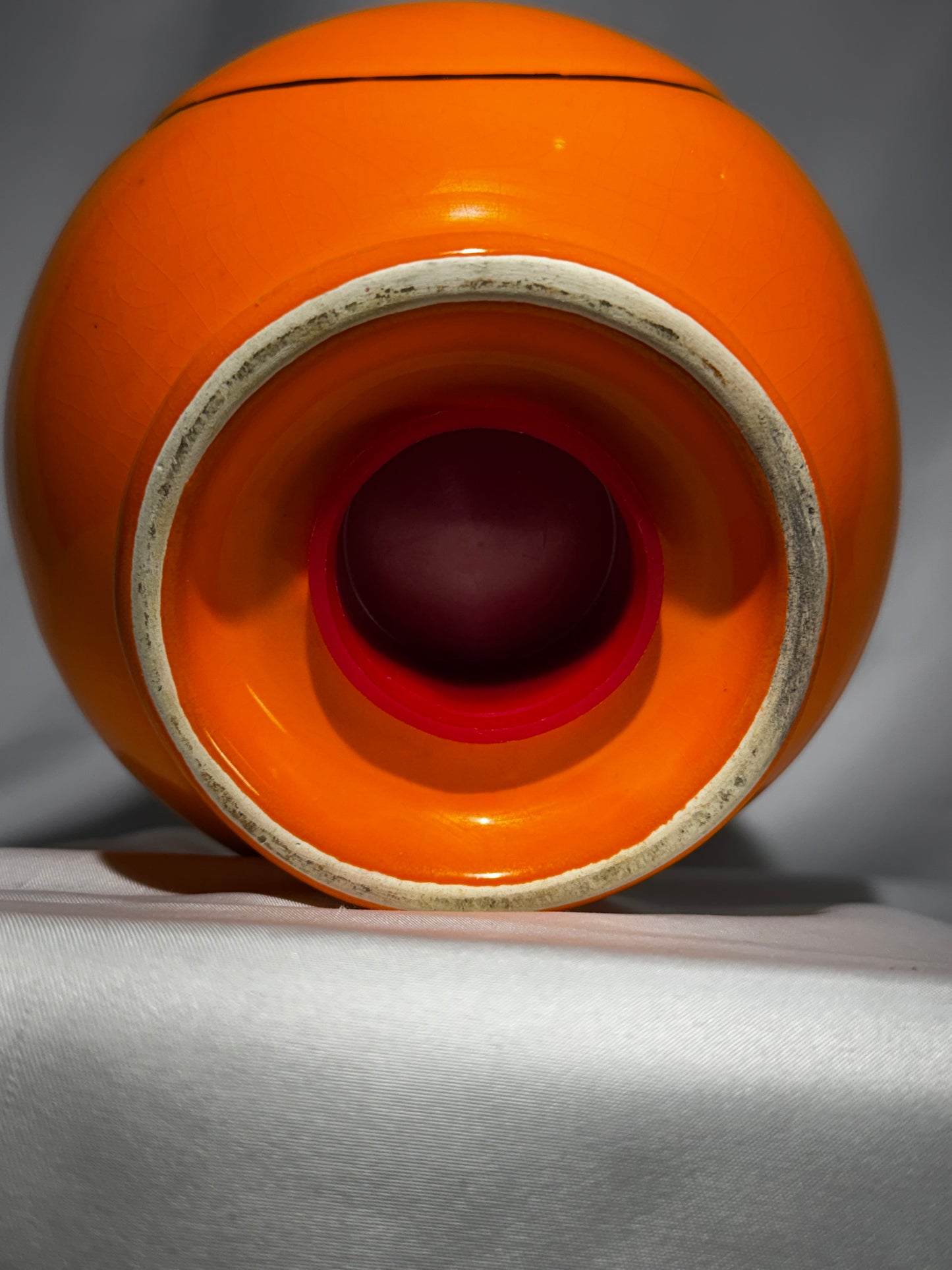 Vintage orange Smiley Face Ceramic Coin Bank
