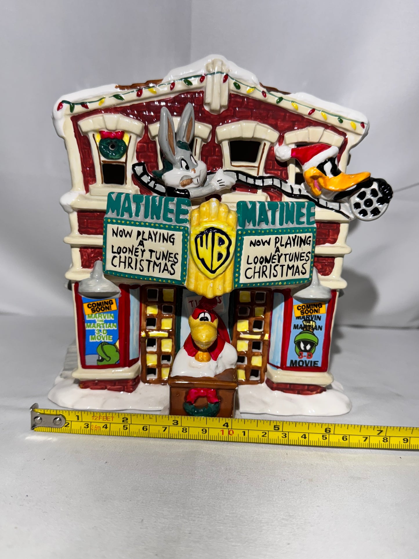 Vintage 1996 Looney Tunes Village Theater – Light-Up Christmas Display – Warner Bros. w/ Original Box