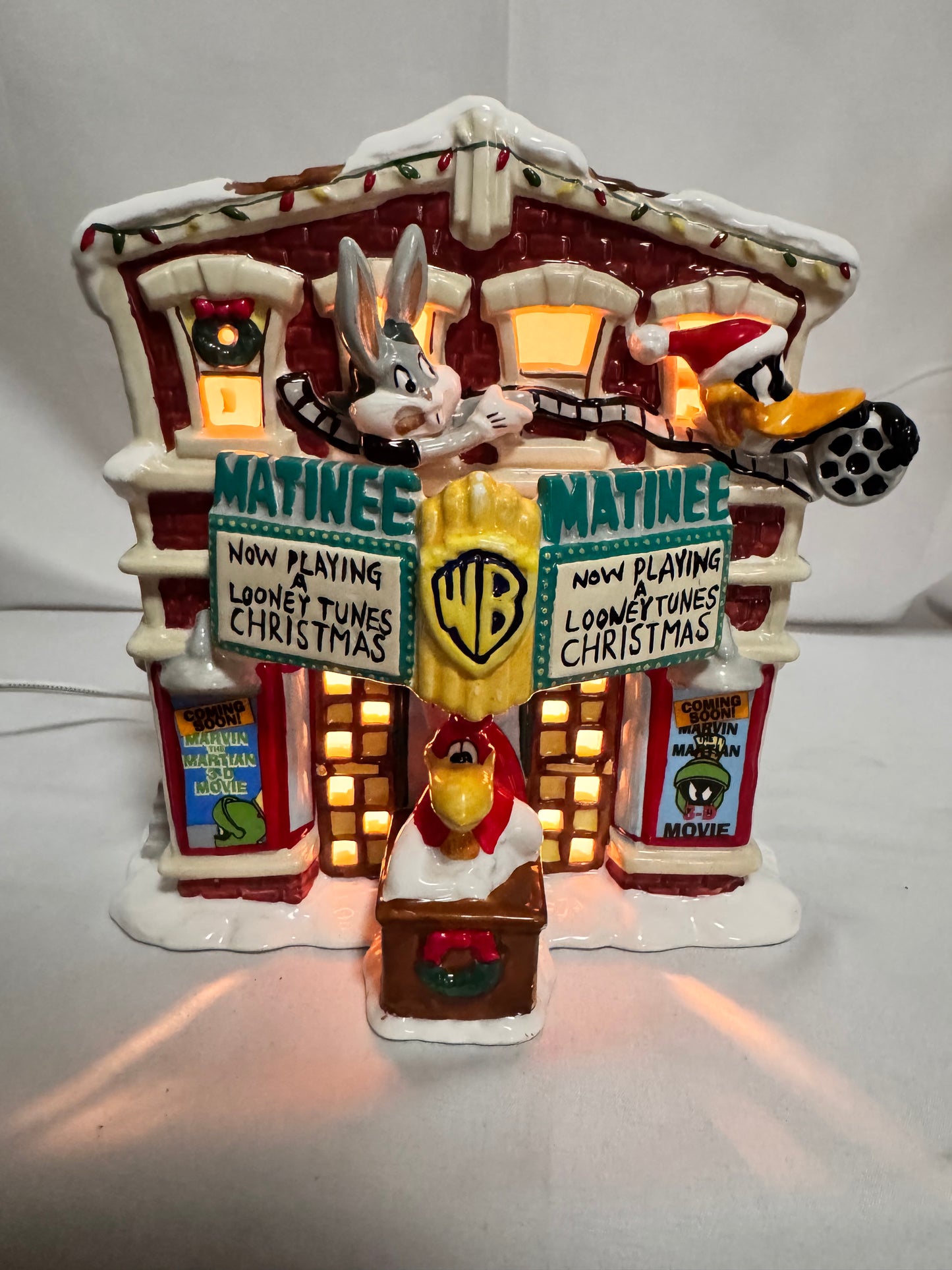 Vintage 1996 Looney Tunes Village Theater – Light-Up Christmas Display – Warner Bros. w/ Original Box