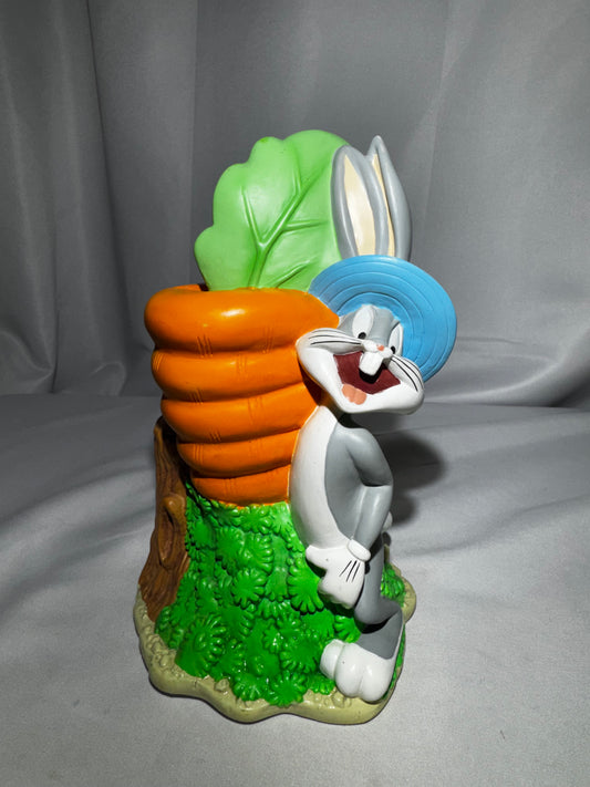 1998 Warner Bros Bugs Bunny Coin Bank Ceramic w/ Stopper Vintage Looney Tunes Carrot