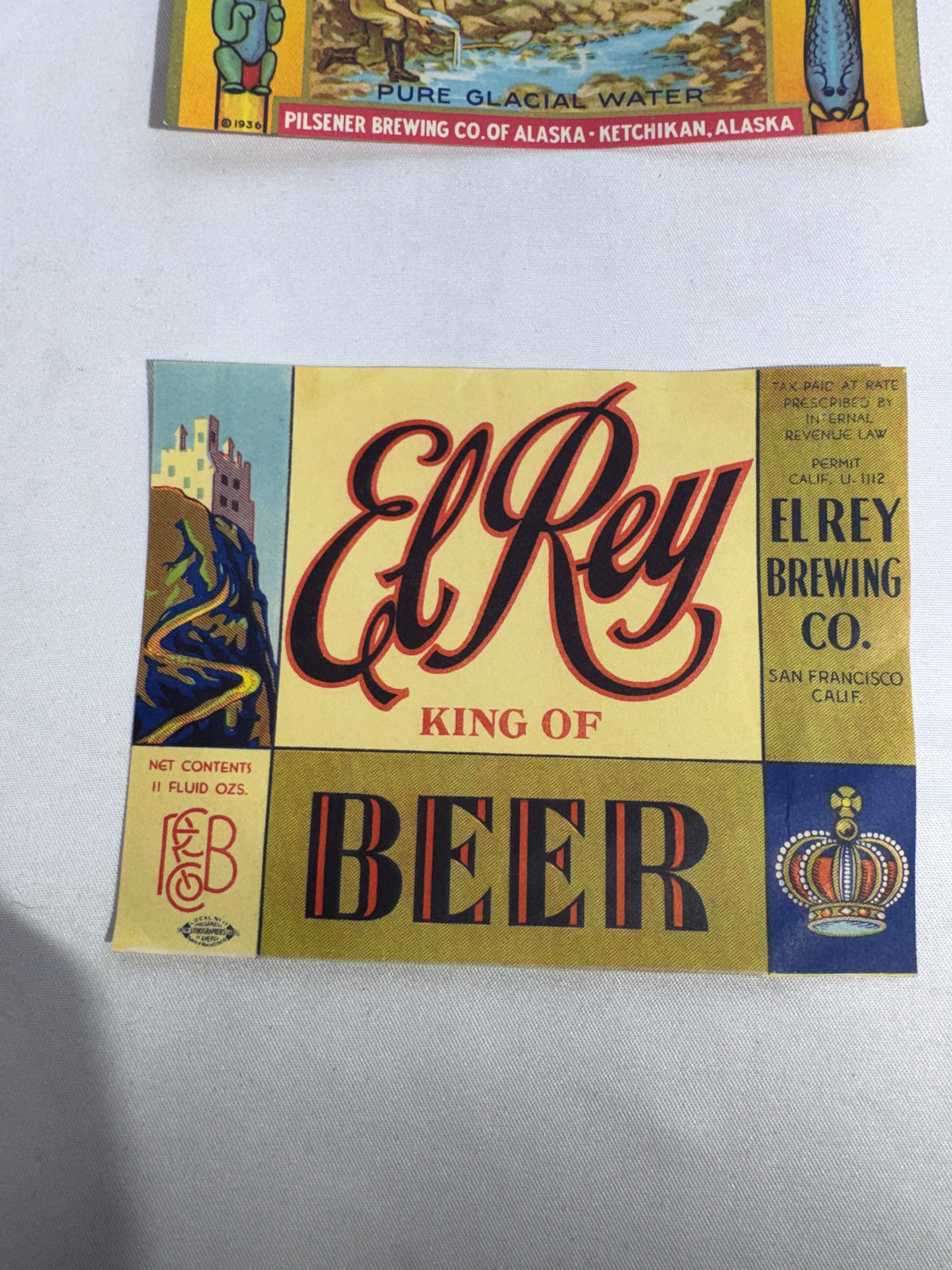 Vintage Beer Labels – Alaskan, El Rey, Rainier, Old Frisco, Tahoe & Victory – 7-Piece Collection