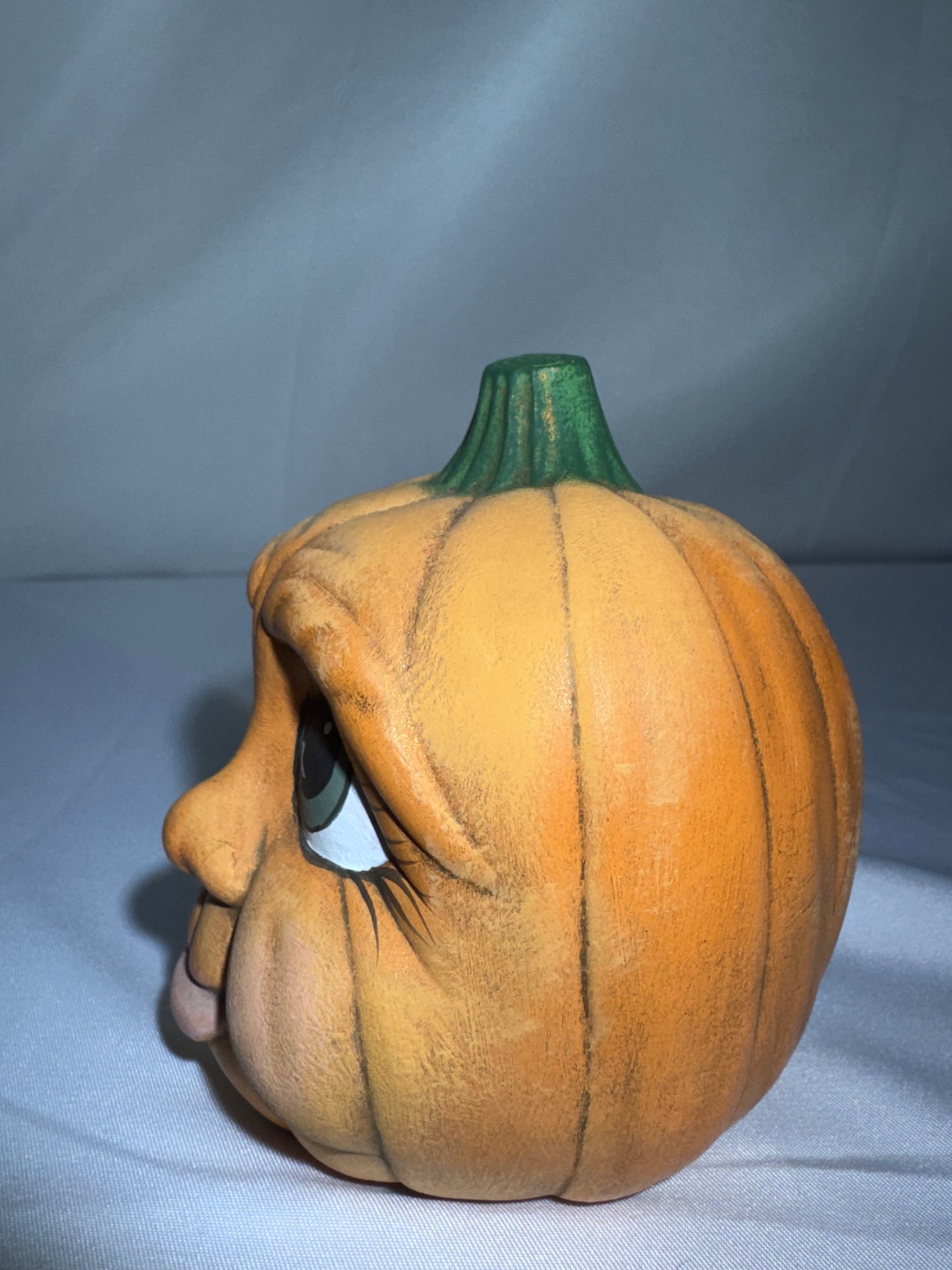 Vintage Hand-Painted Ceramic Pumpkin Figurine – Baby Face – CB 2000