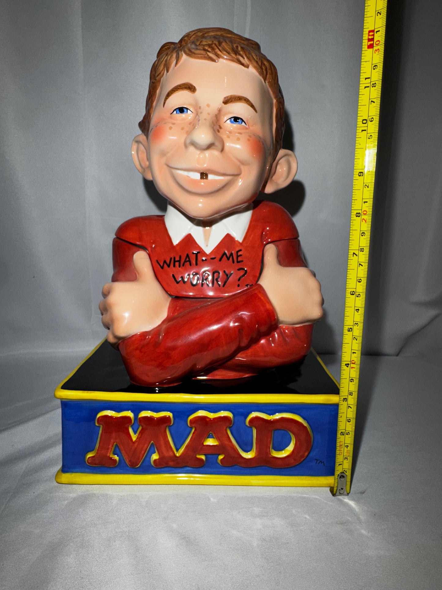 Vintage 2000 Clay Art MAD Magazine Alfred E. Neuman What Me Worry? Cookie Jar w/ Box